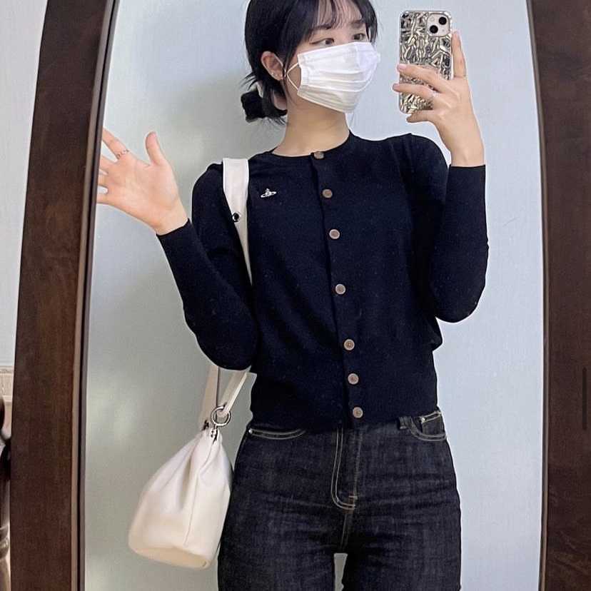 (W) Vivienne Westwood Bea Cardigan Navy, (W) Vivienne Westwood Bea Cardigan Vintage Black 착용 스타일