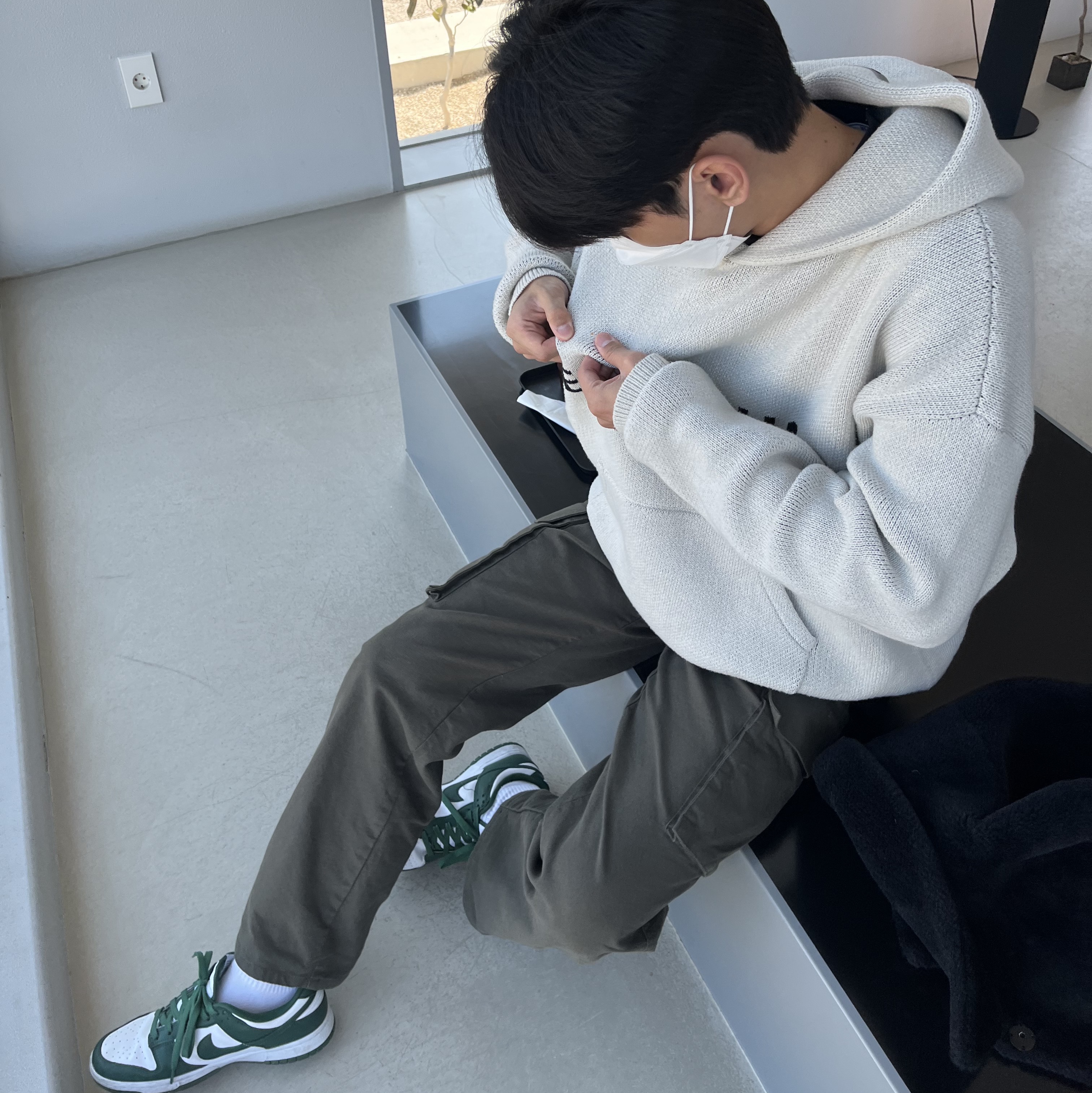 Nike Dunk Low Retro Varsity Green, Essentials Knit Hoodie Oatmeal - 20FW 착용 스타일