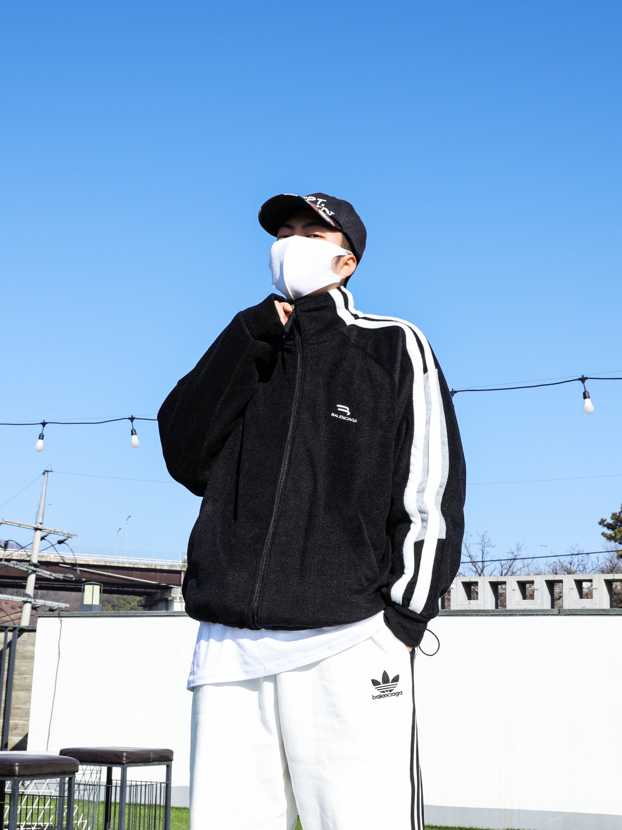 Gallery Dept. x Lanvin Painted Cap Black, Nike Air Force 1 '07 Low White 착용 스타일 - 3