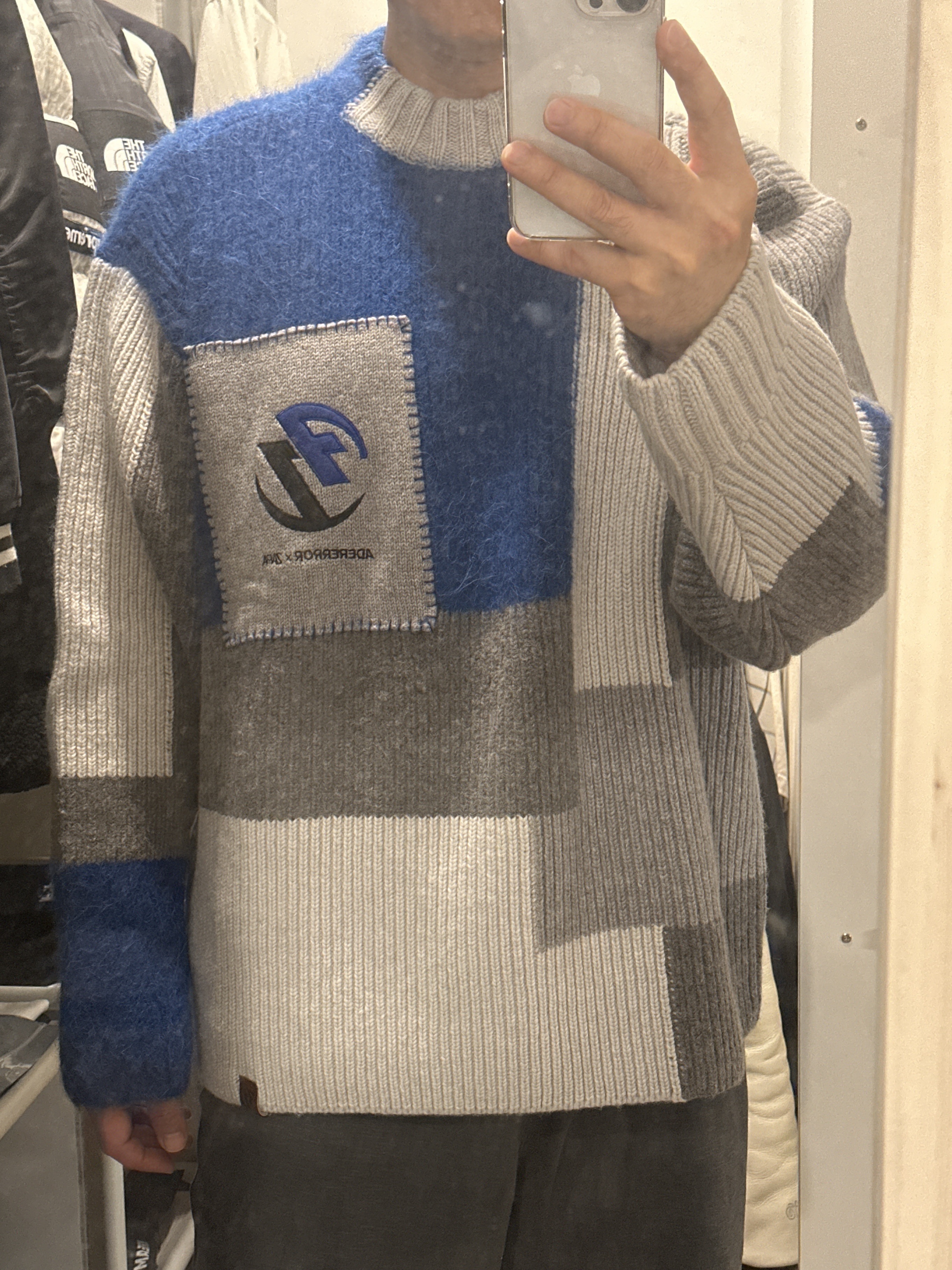 Zara x Ader Error Patchwork Oversize Knit Sweater Multicolor 착용 스타일