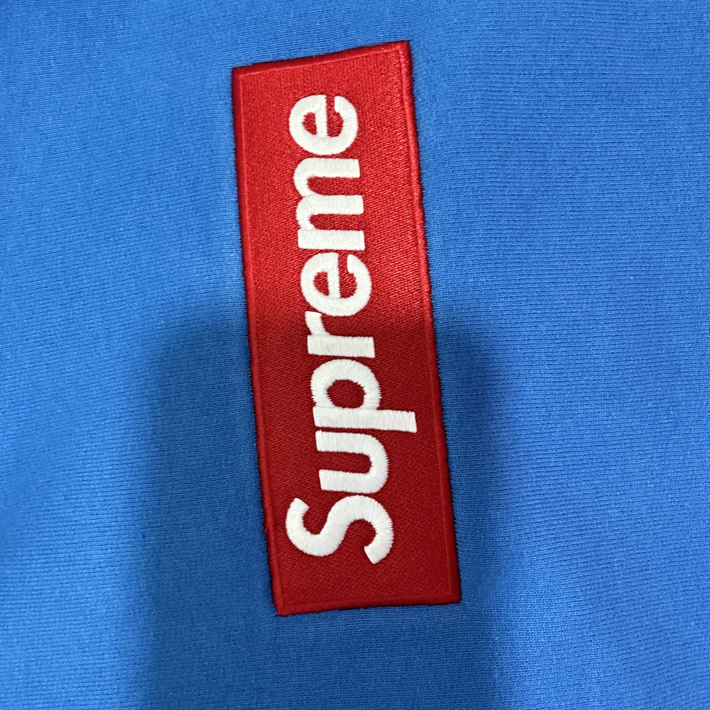 Supreme Box Logo Crewneck Blue - 22FW 착용 스타일