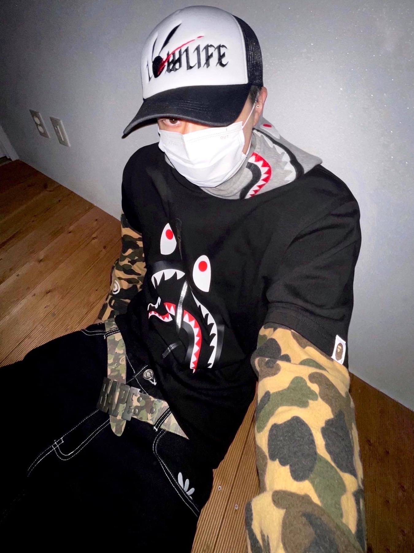 BAPE Bape Sta Low Color Block Shark Blue 착용 스타일 - 1