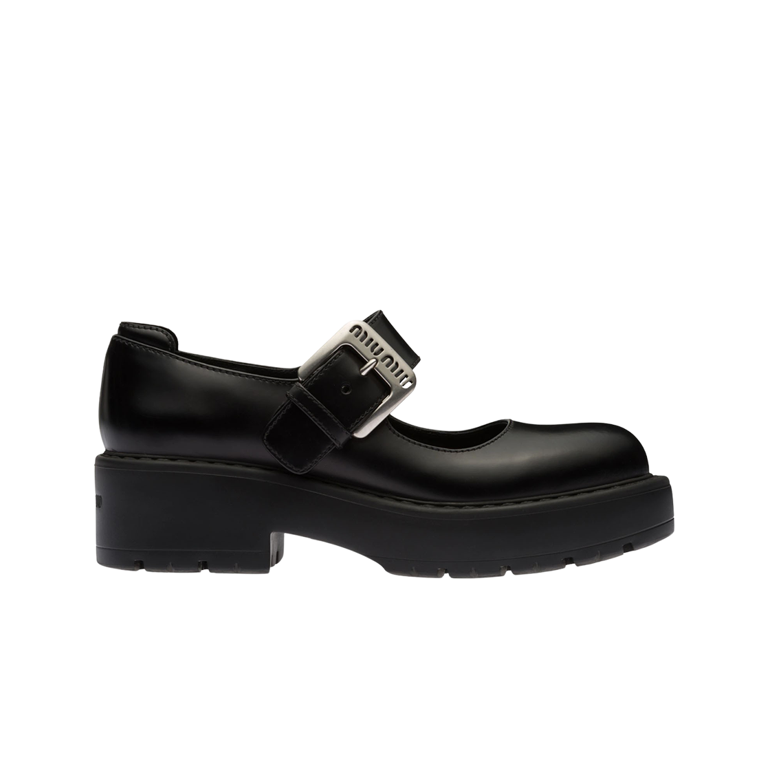 (W) 미우 미우 버클 레더 메리 제인 슈즈 블랙