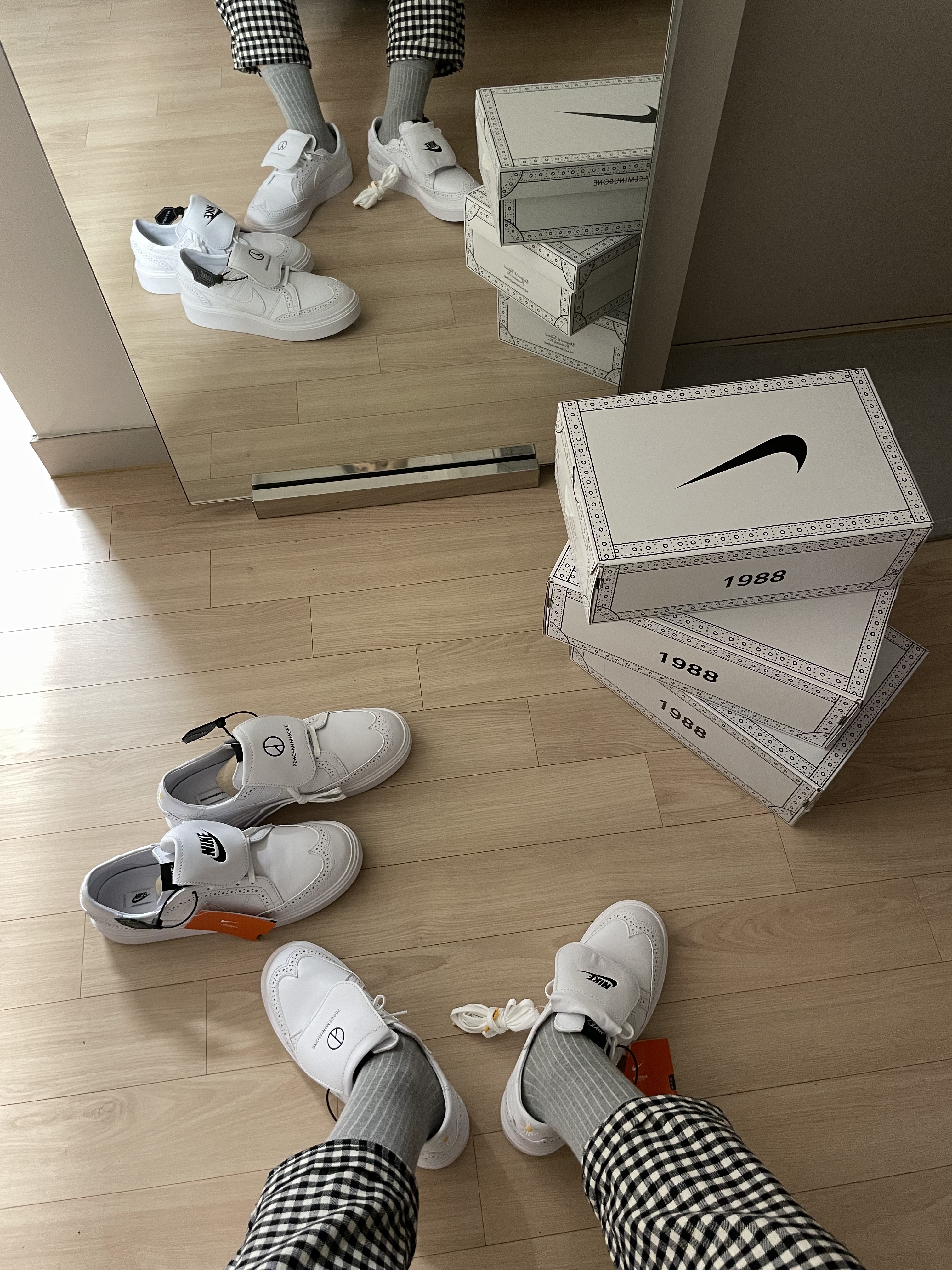 Nike x Peaceminusone Kwondo1 White 착용 스타일 - 2