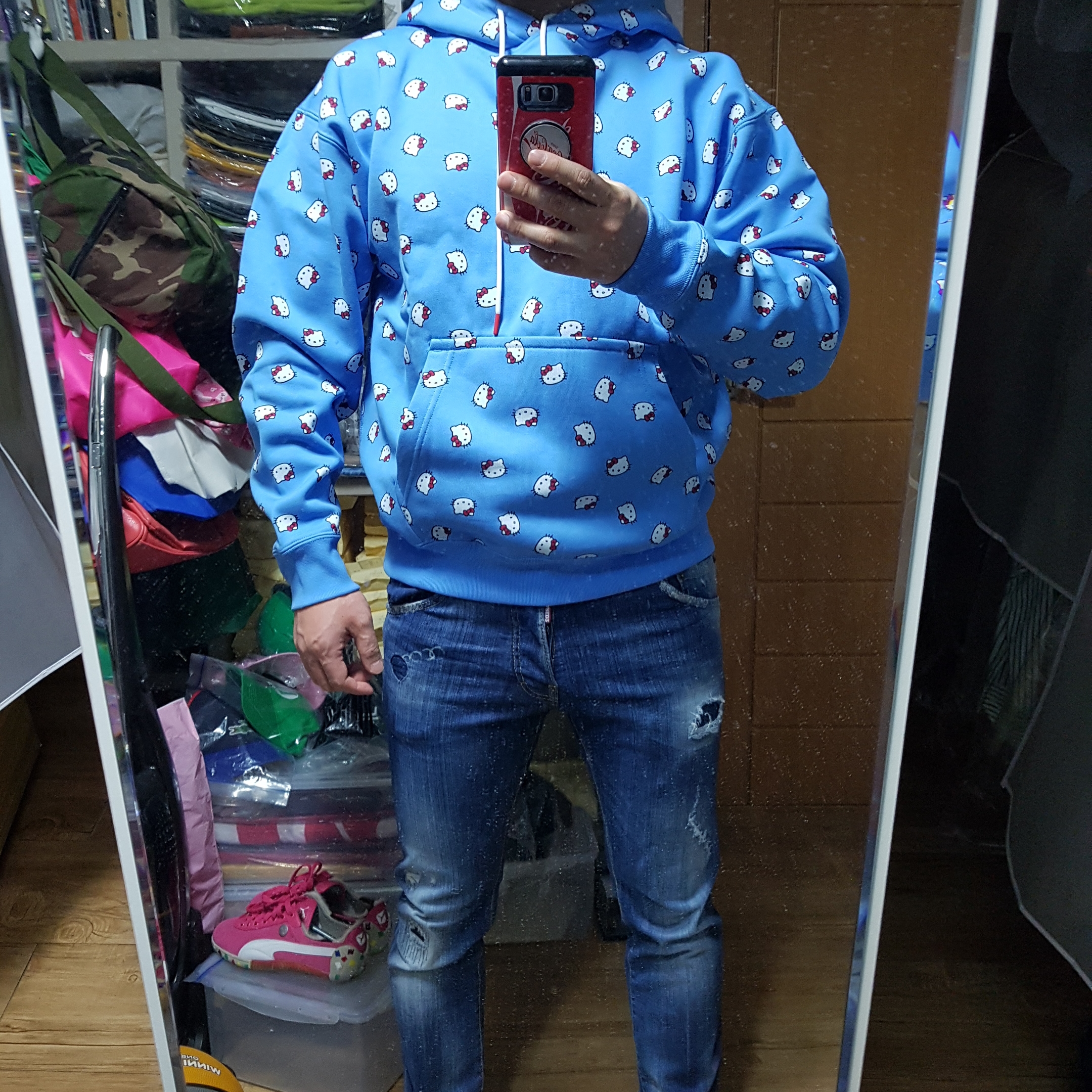 Nike x Hello Kitty NRG Fleece Hoodie Blue - Asia 착용 스타일