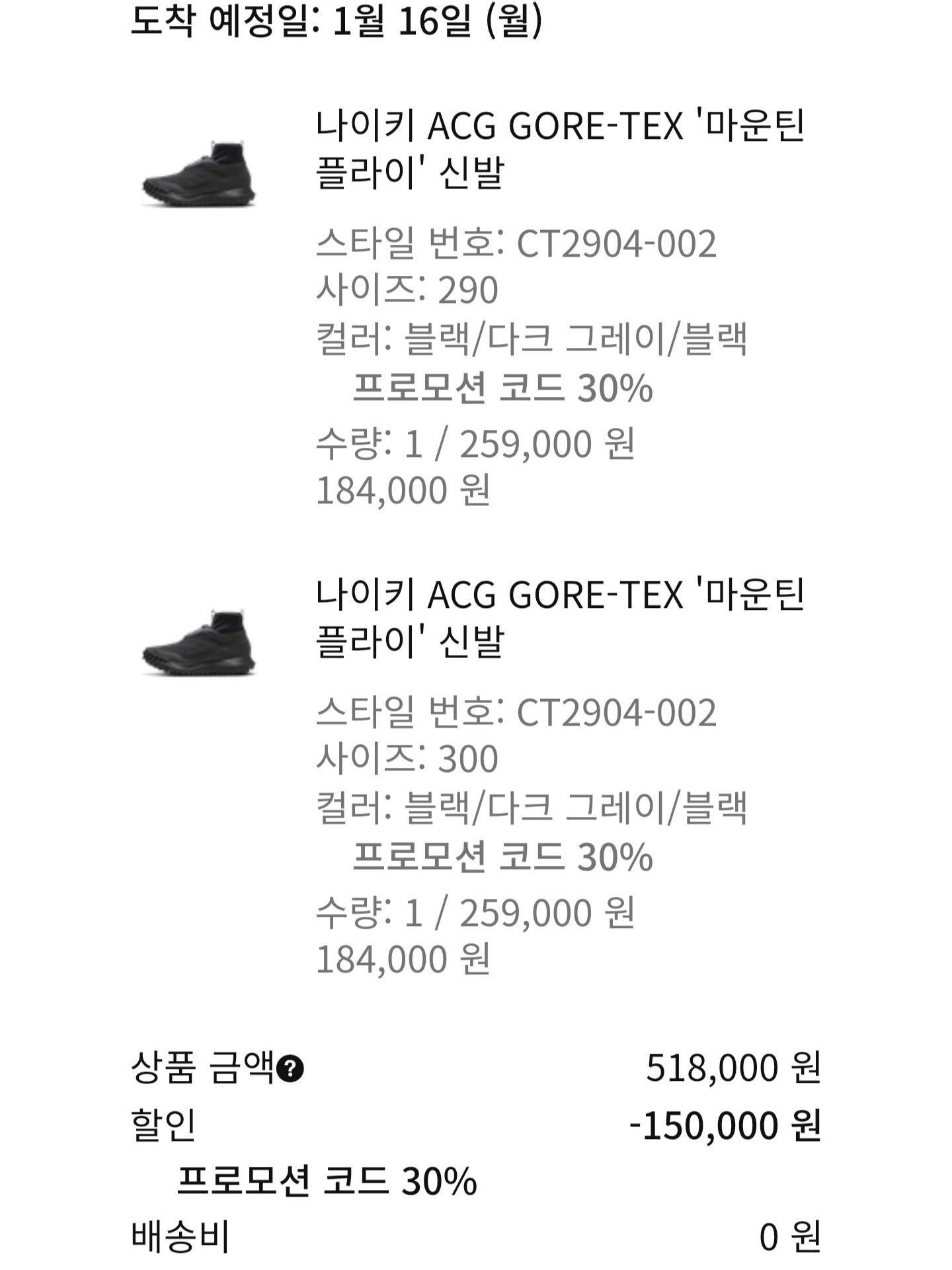 Nike ACG Mountain Fly Gore-Tex Black and Dark Grey 착용 스타일