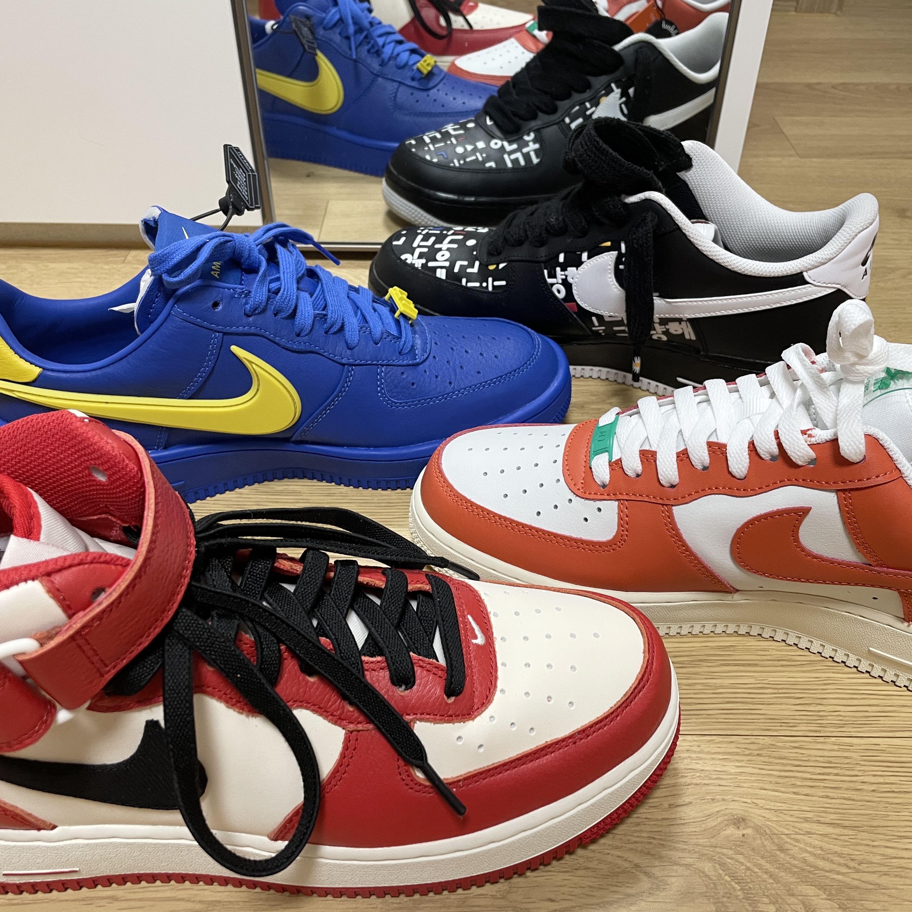 Nike x Ambush Air Force 1 Low SP Game Royal and Vivid Sulfur, Nike Air Force 1 '07 LV8 Pojangmacha 착용 스타일 - 5
