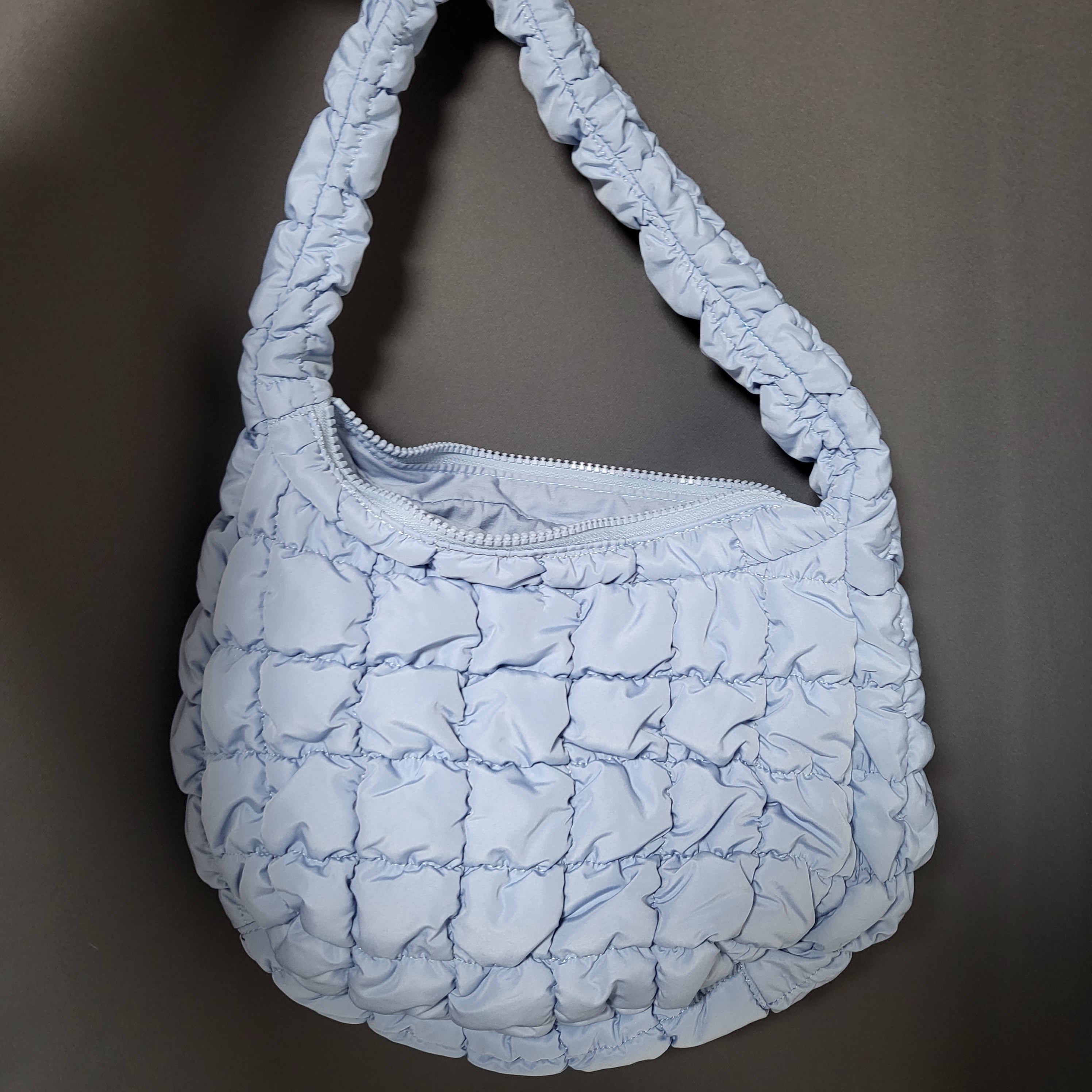 COS Quilted Mini Bag Light Blue 착용 스타일
