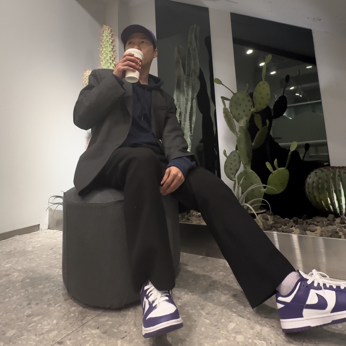 Nike Dunk Low Retro Championship Court Purple 착용 스타일 - 2