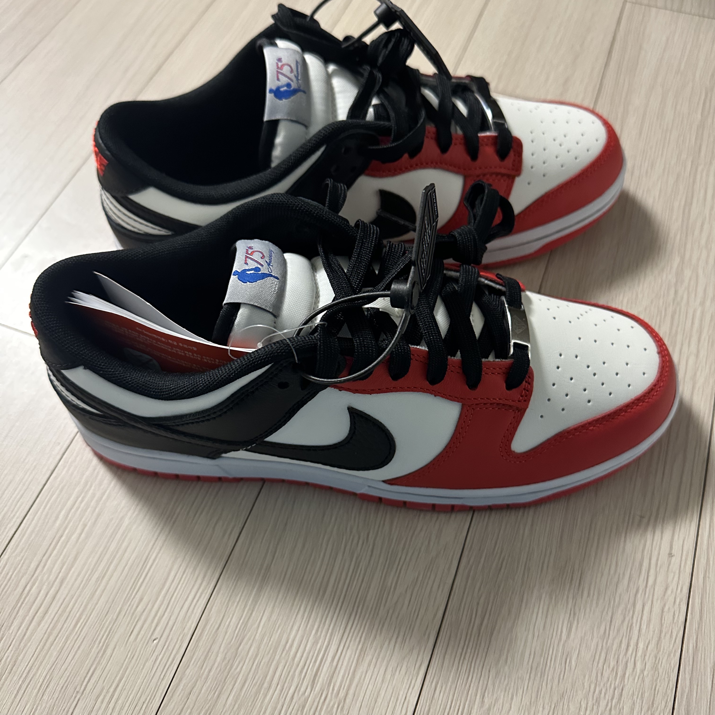 Nike x NBA Dunk Low Retro EMB Black and Chile Red 착용 스타일 - 2