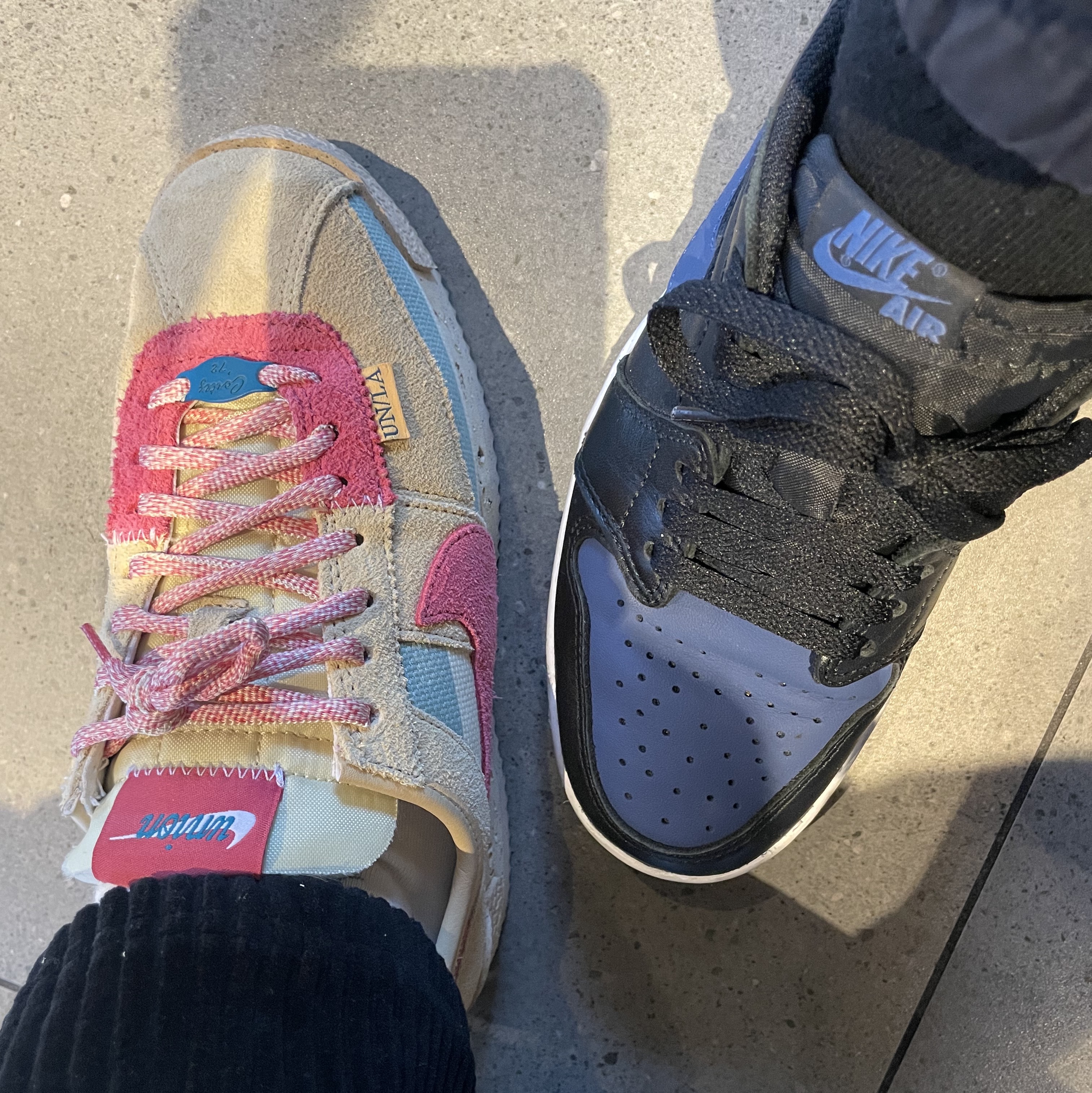 Jordan 1 Retro Low OG Mystic Navy, Nike x Union Cortez SP Sesame 착용 스타일