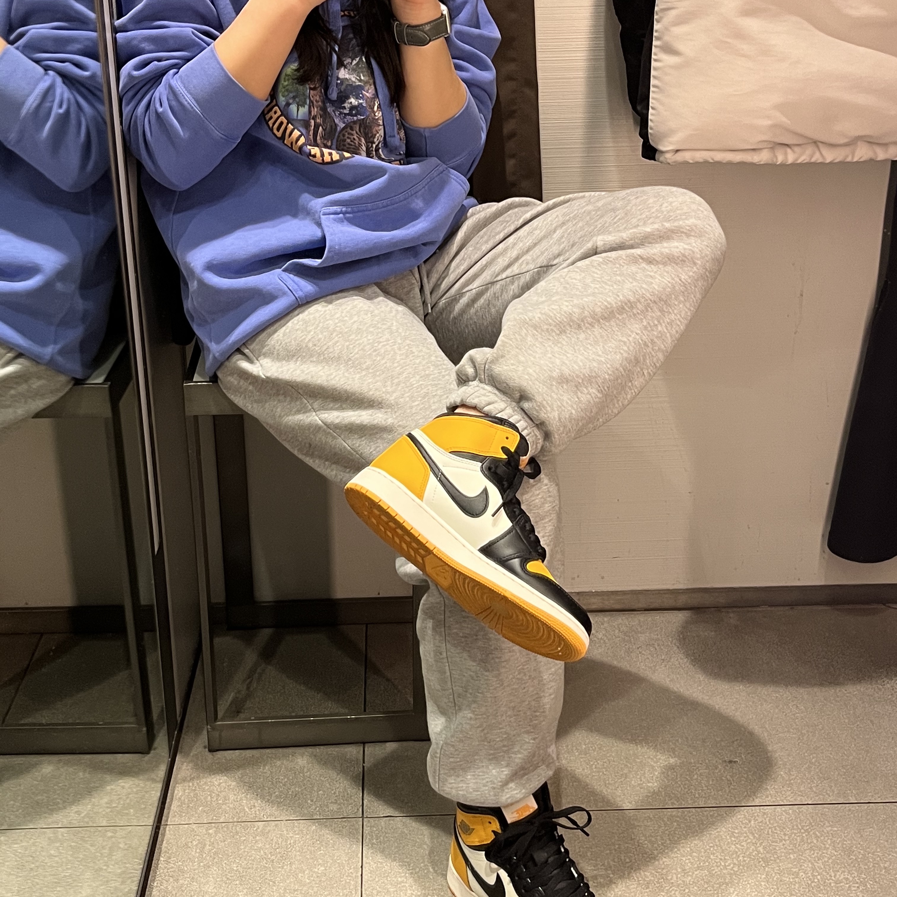 (GS) Jordan 1 Retro High OG Taxi, Jordan 1 Retro High OG Taxi 착용 스타일