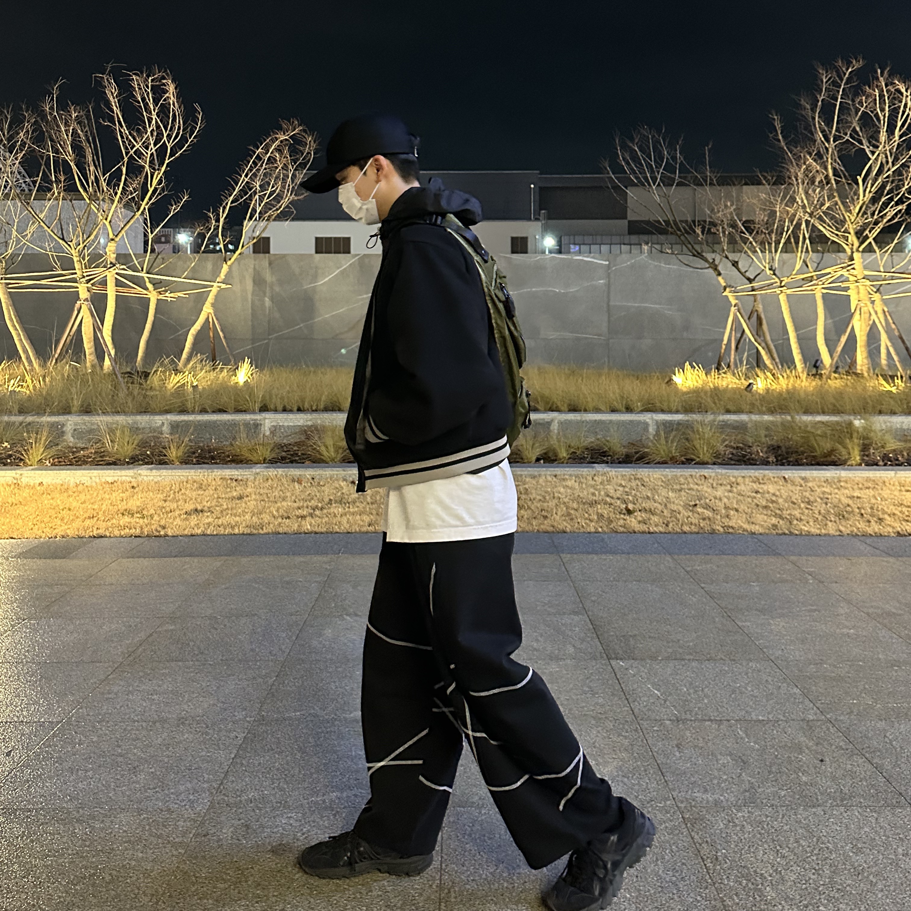 Asics Gel-Sonoma 15-50 Black, Ader Error x Zara Pleated Cap Black 착용 스타일 - 2