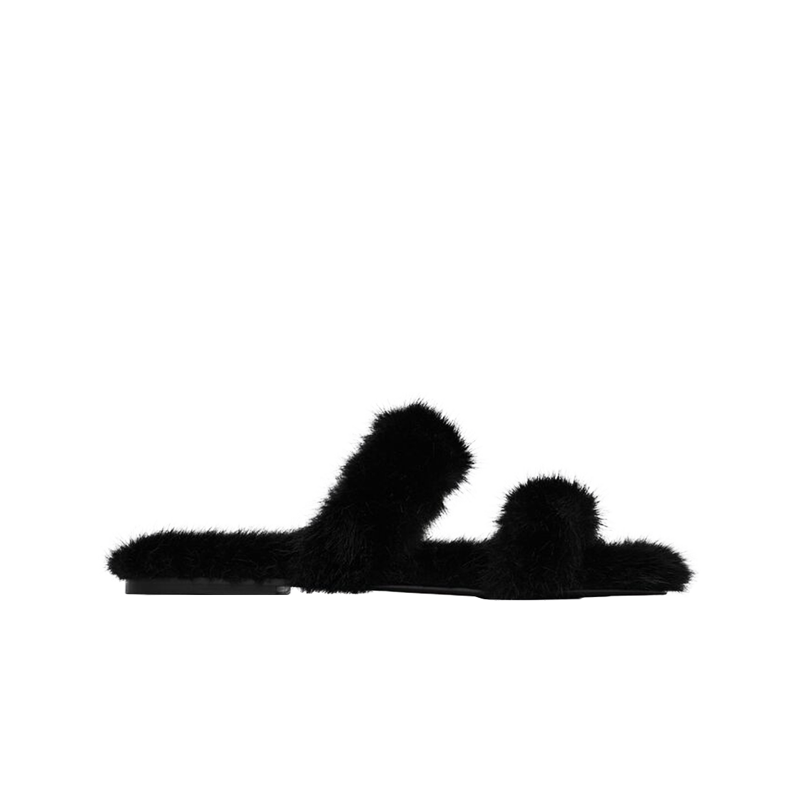 (W) 생로랑 애니멀-프리 퍼 블리치 뮬 블랙((W) Saint Laurent Bleach Mules in Animal-Free Fur Black) - 1