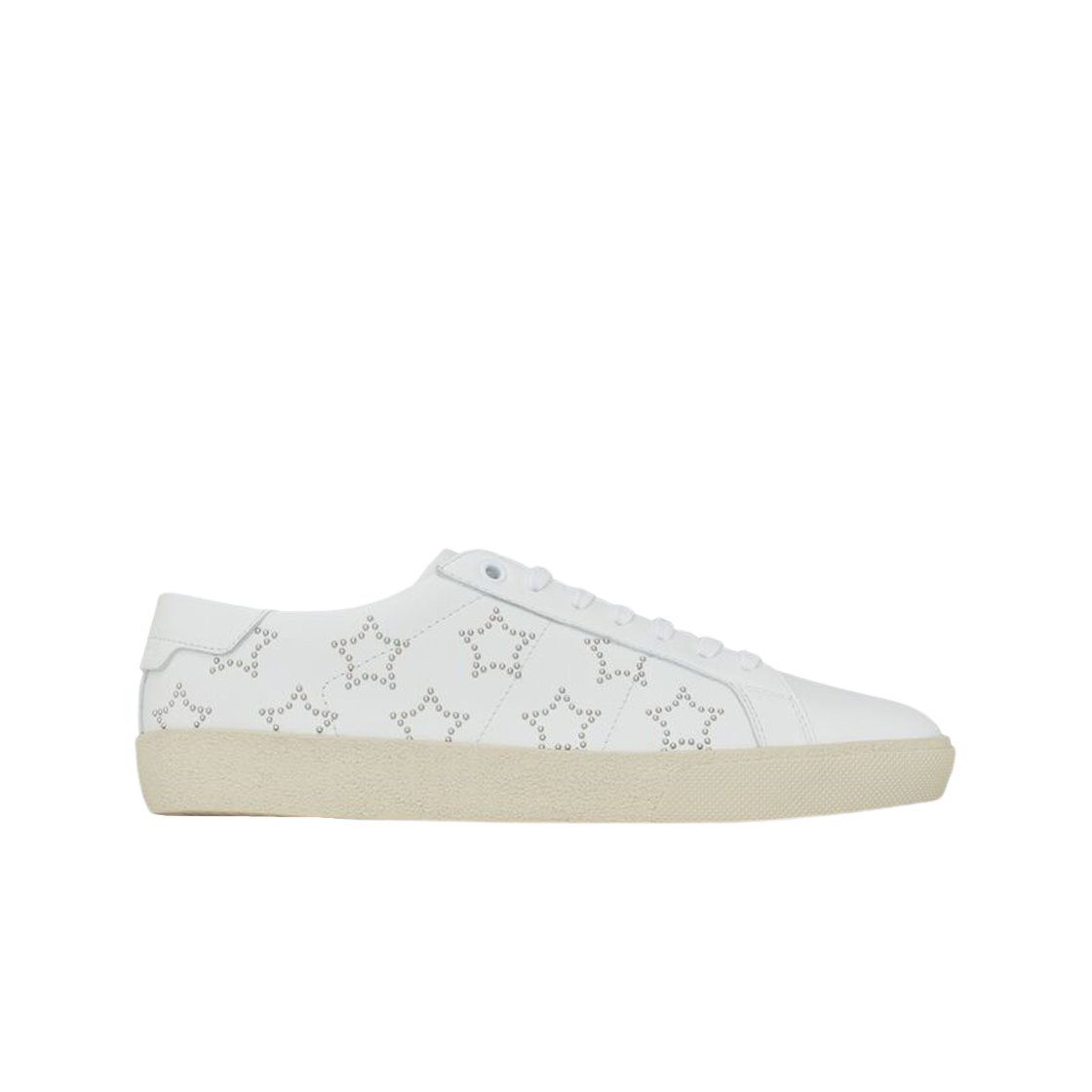 (W) 생로랑 스무스 레더 Sl/06 캘리포니아 로우탑 스니커즈 블랑 옵티크((W) Saint Laurent Sl/06 California Low-Top Sneakers in Smooth Leather Blanc Optique) - 1