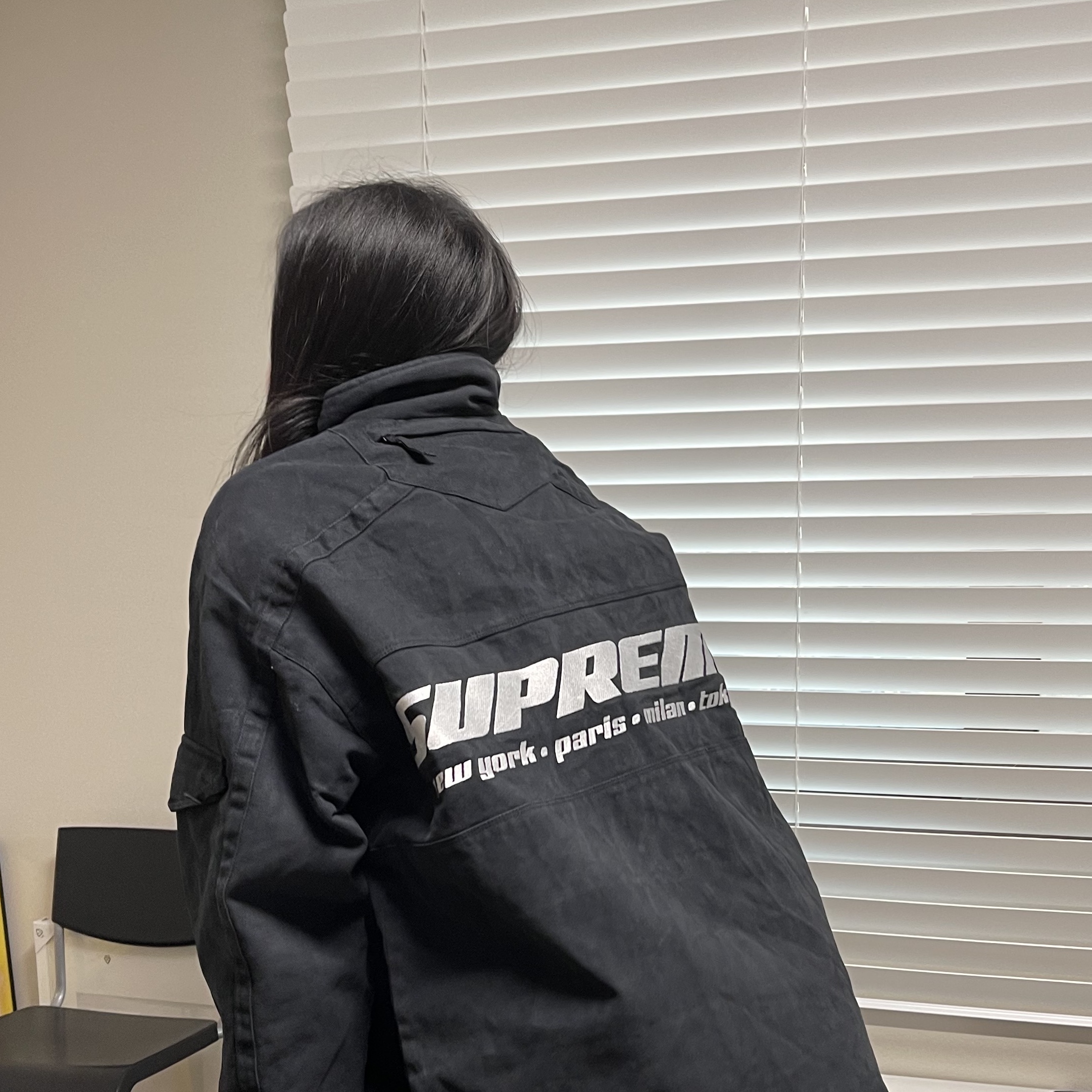 Supreme Brushed Twill Zip Jacket Black - 22FW 착용 스타일