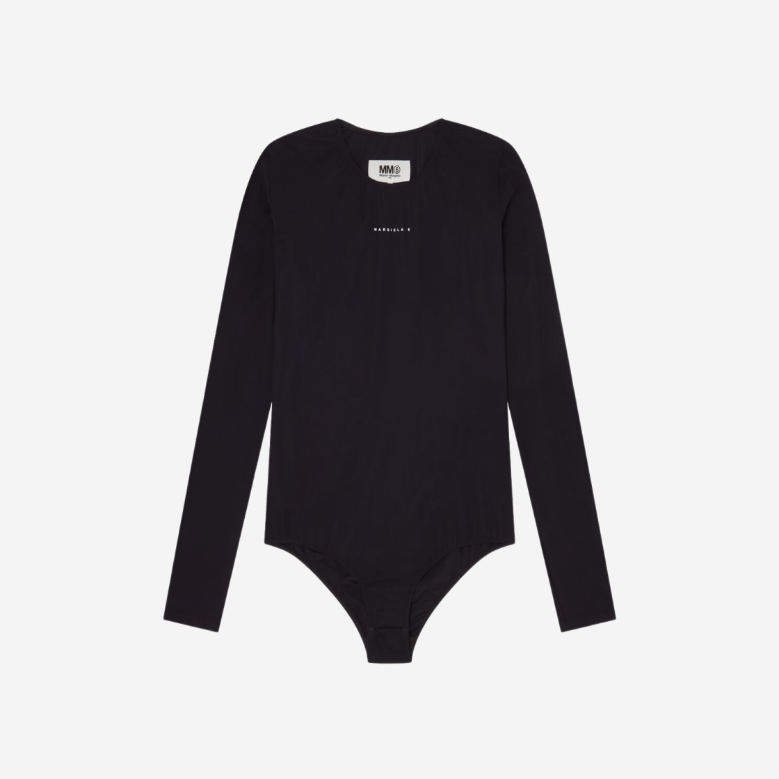 (W) MM6 Maison Margiela High Neck Long Sleeve Bodysuit Black 상세 이미지 1