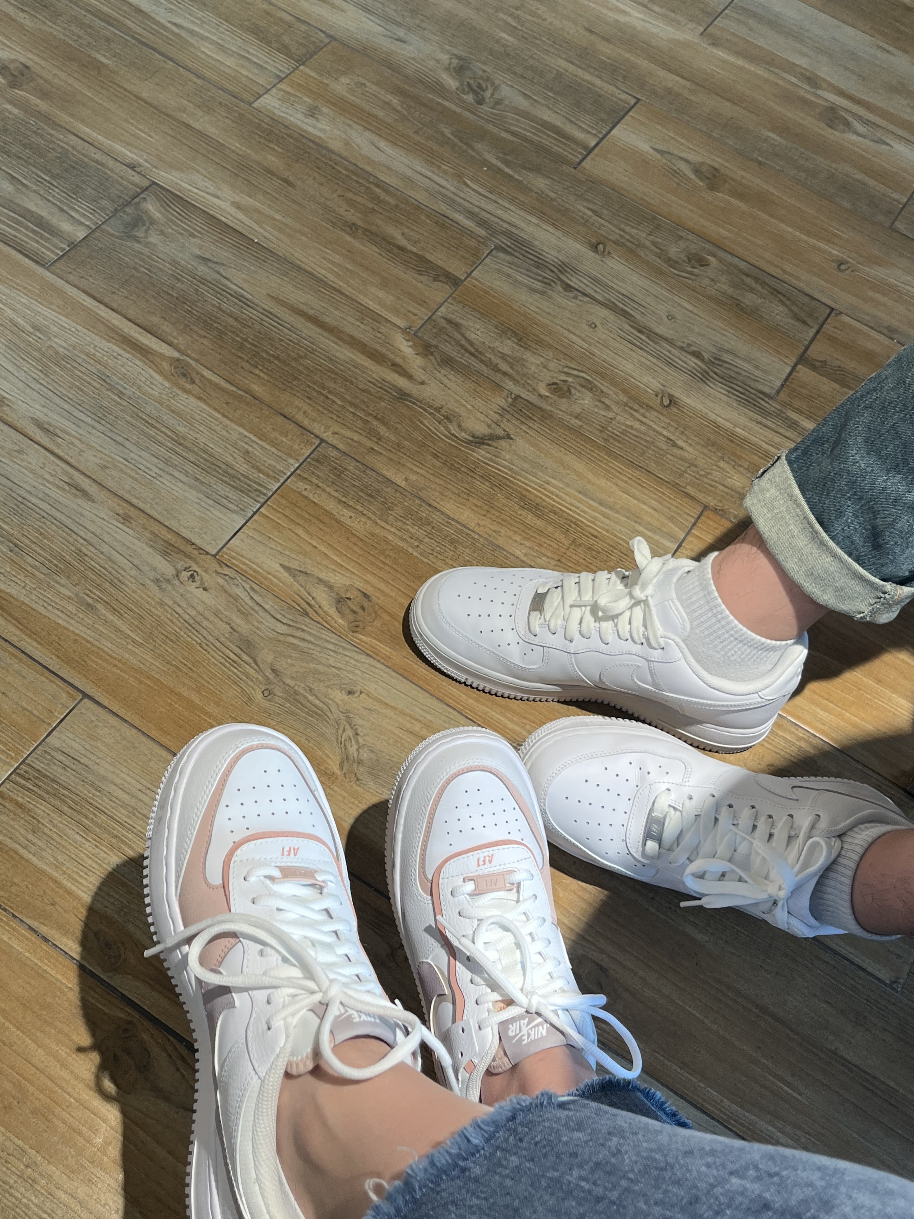 (W) Nike Air Force 1 Shadow White Pink Oxford, Nike Air Force 1 '07 Low White 착용 스타일 - 1
