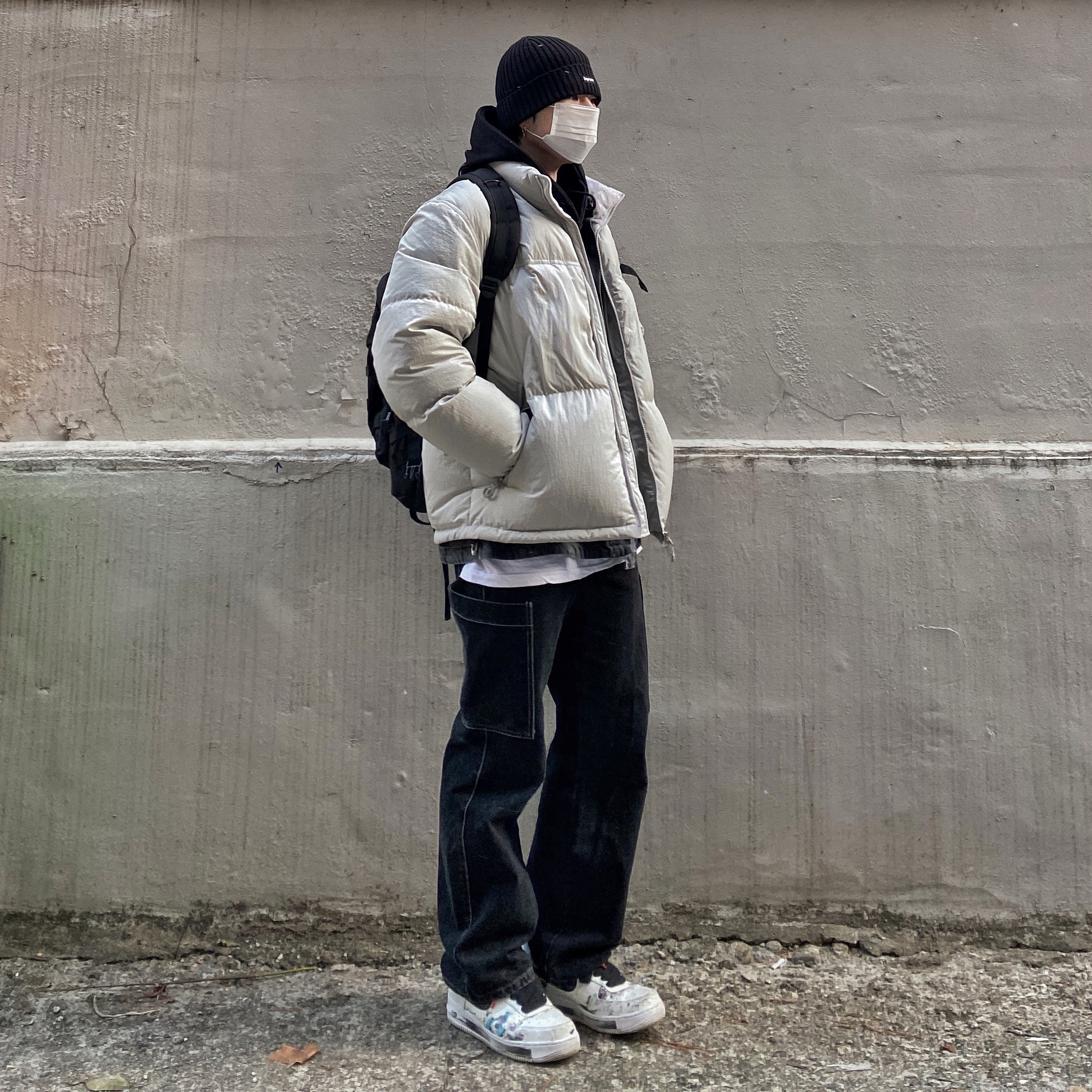 Supreme Overdyed Beanie Black, Nike x Peaceminusone Air Force 1 Low Para-Noise 2.0 착용 스타일