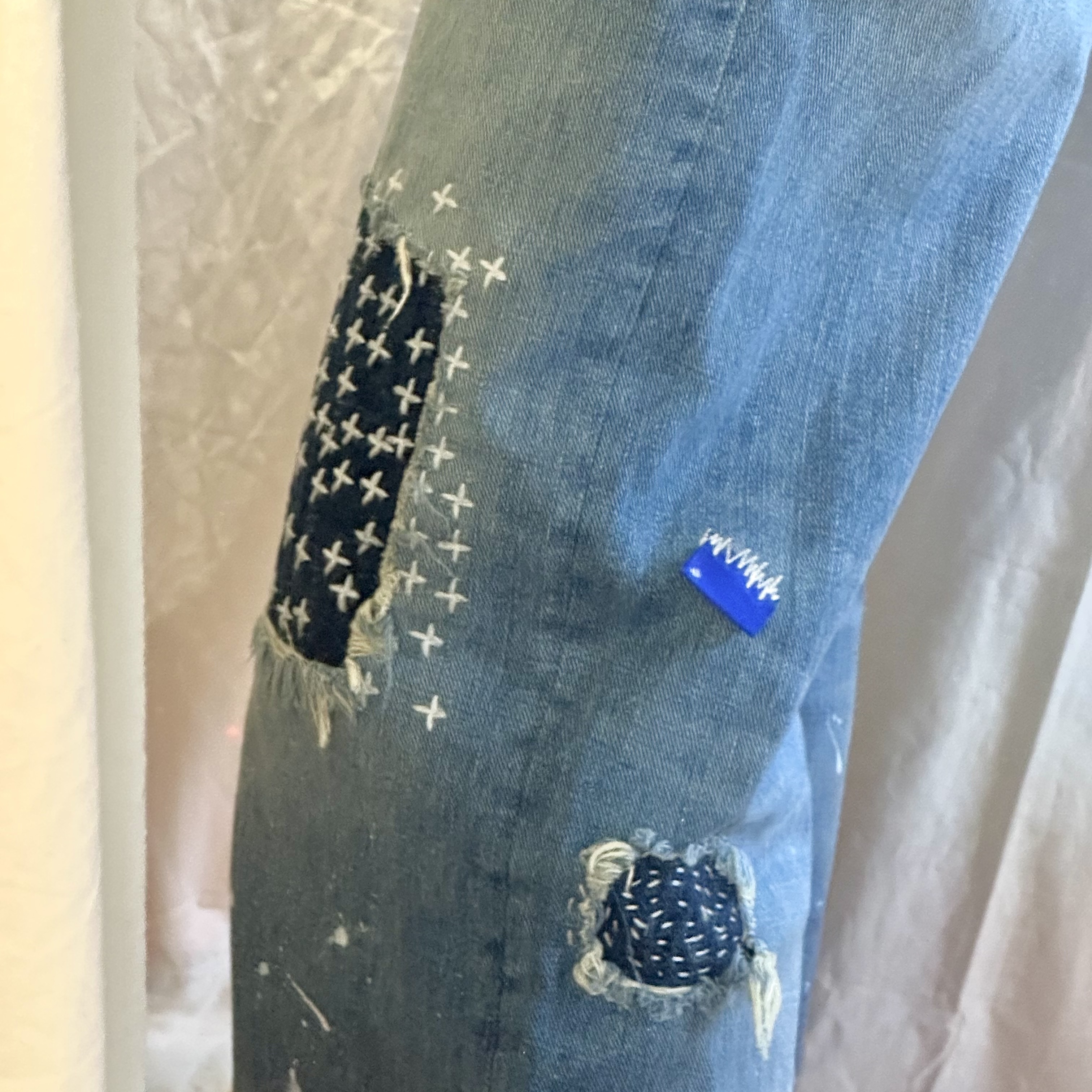 Zara x Ader Error Patchwork Jeans Blue 착용 스타일