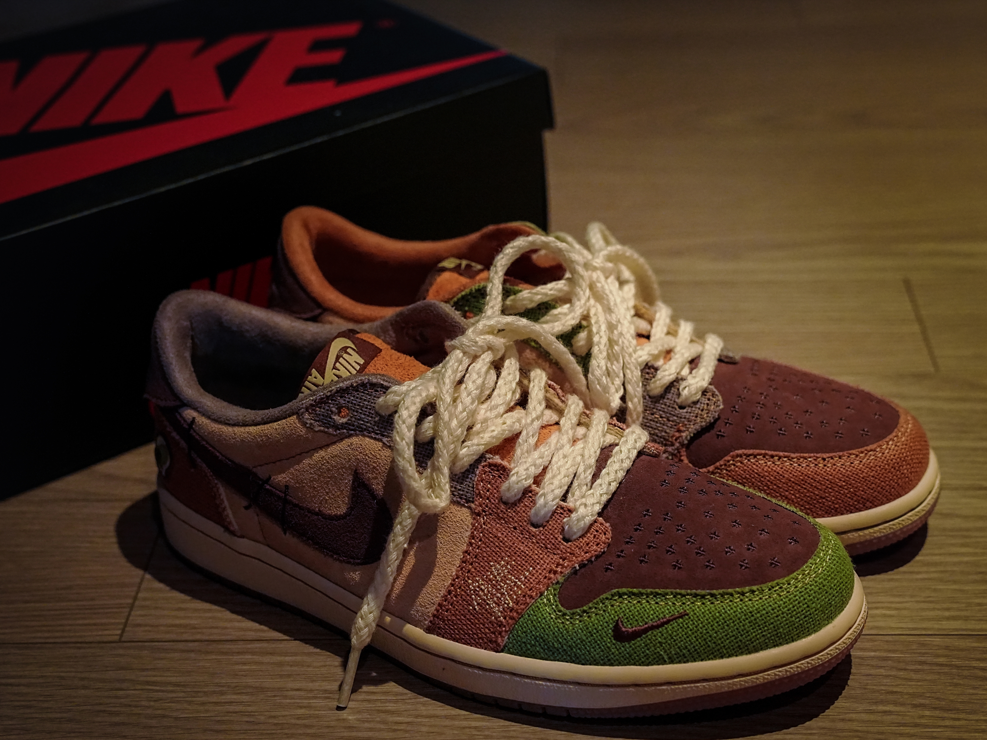 Jordan 1 x Zion Williamson Retro Low OG Flax and Oil Green 착용 스타일