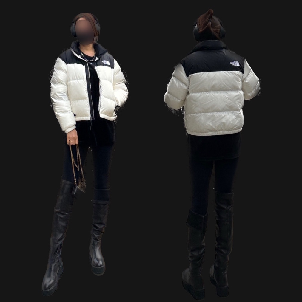 (W) The North Face Nuptse Hybrid Down Ball Jacket Ivory 착용 스타일