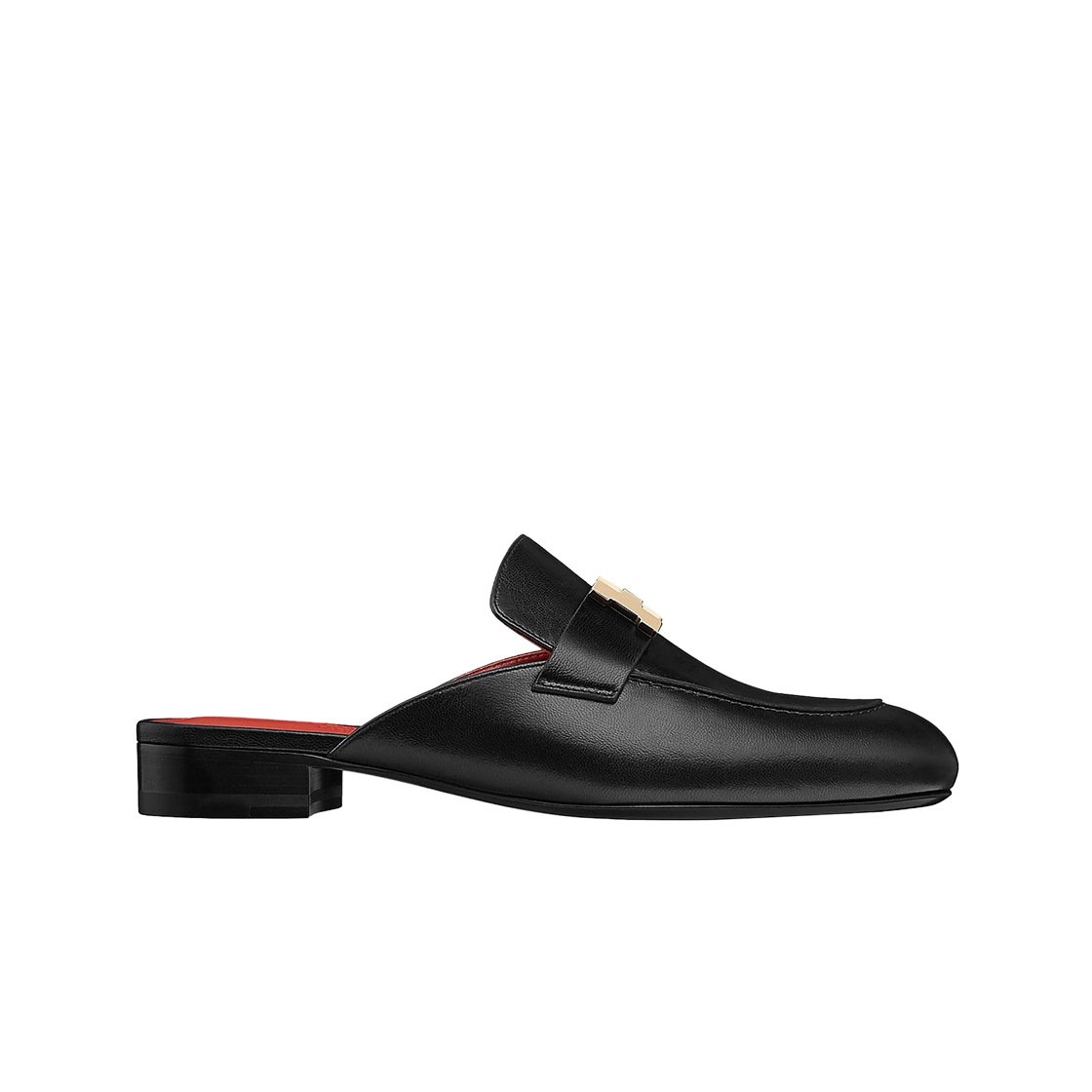 (W) 에르메스 트로카데로 뮬 고트스킨 & 골드 하드웨어 누아((W) Hermes Trocadero Mule Goatskin & Gold Noir) - 1