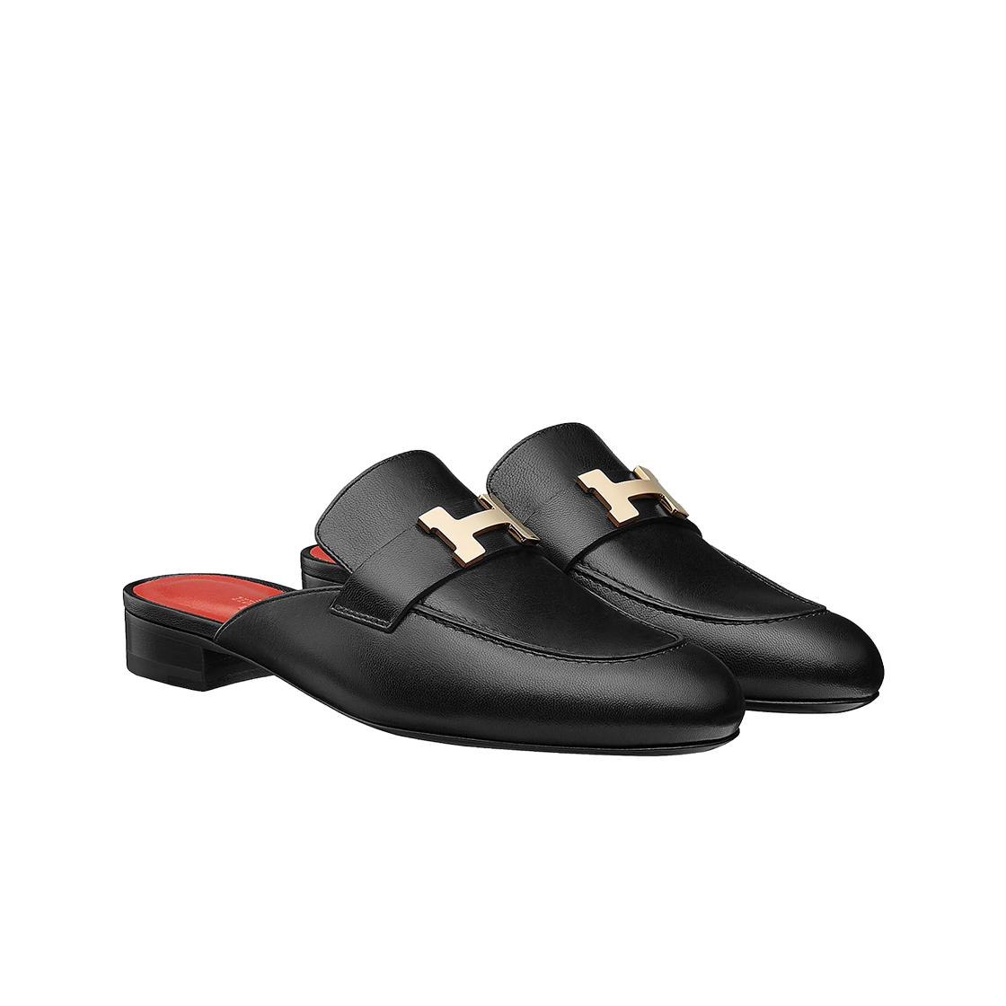 (W) 에르메스 트로카데로 뮬 고트스킨 & 골드 하드웨어 누아((W) Hermes Trocadero Mule Goatskin & Gold Noir) - 2