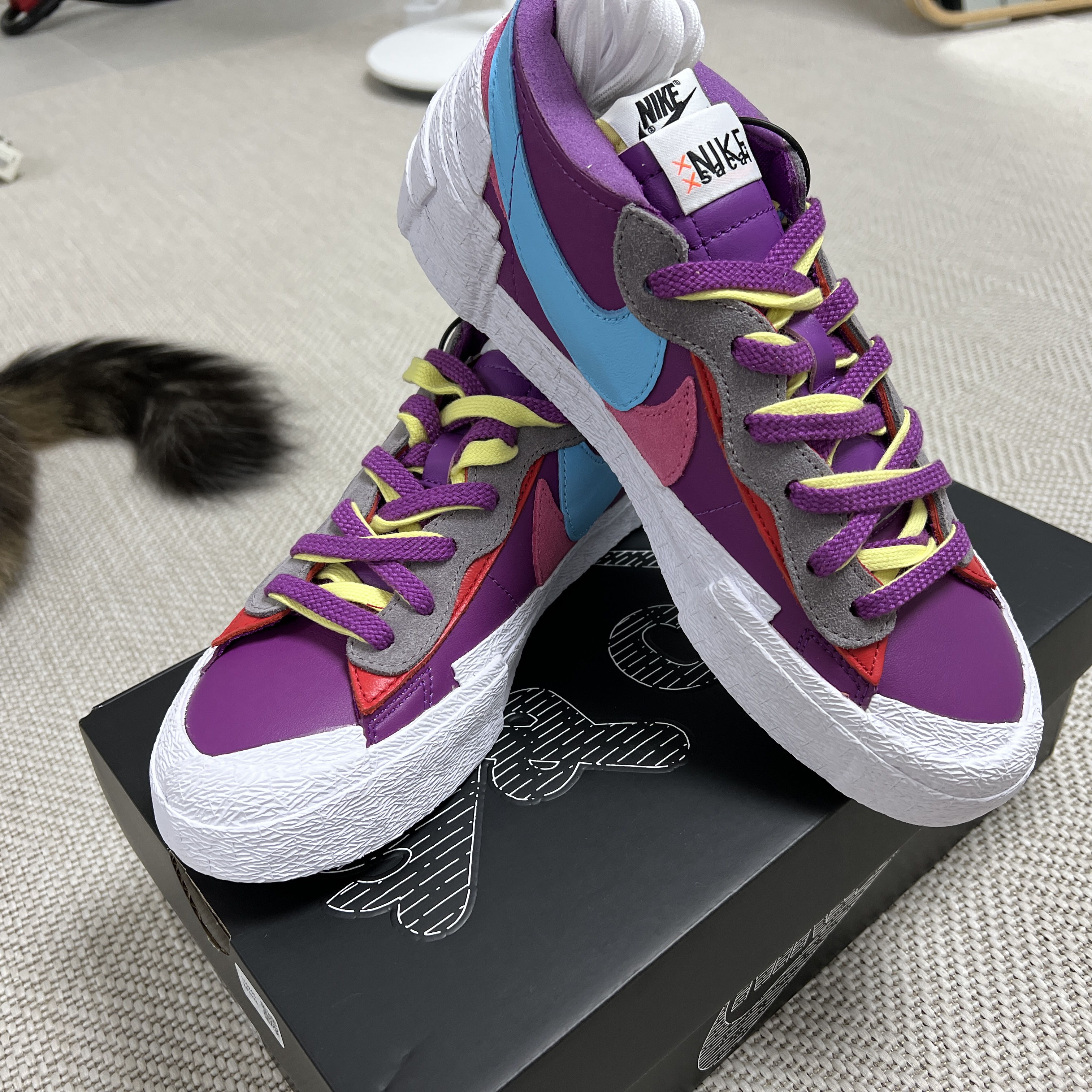 Nike x Sacai x Kaws Blazer Low Purple Dusk 착용 스타일 - 1