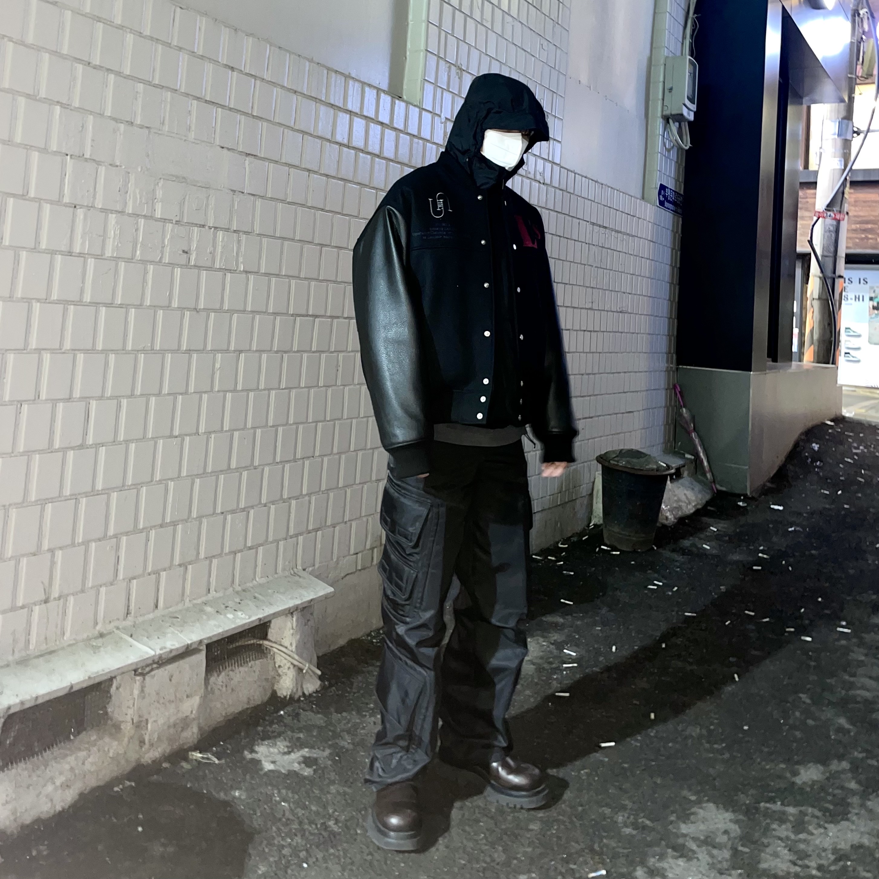Undermycar Operation Chromite Kerberos Oversized Varsity Jacket Ox Blood - 22FW 착용 스타일