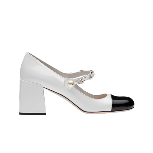 (W) Miu Miu Patent Leather Pumps White Black