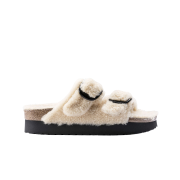 (W) Birkenstock Arizona Big Buckle Shearling Teddy Eggshell- Narrow