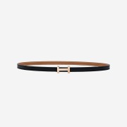 (W) Hermes Focus Belt Buckle & Reversible Leather Strap Swift Epsom 13mm & Rose Gold Noir Gold