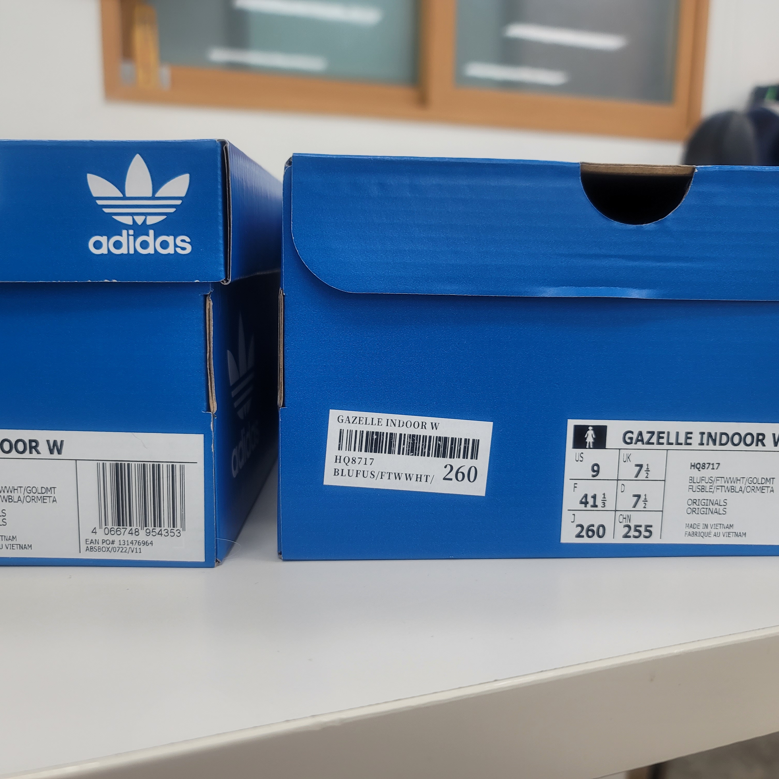 (W) Adidas Gazelle Indoor Blue Fusion Cloud White 착용 스타일