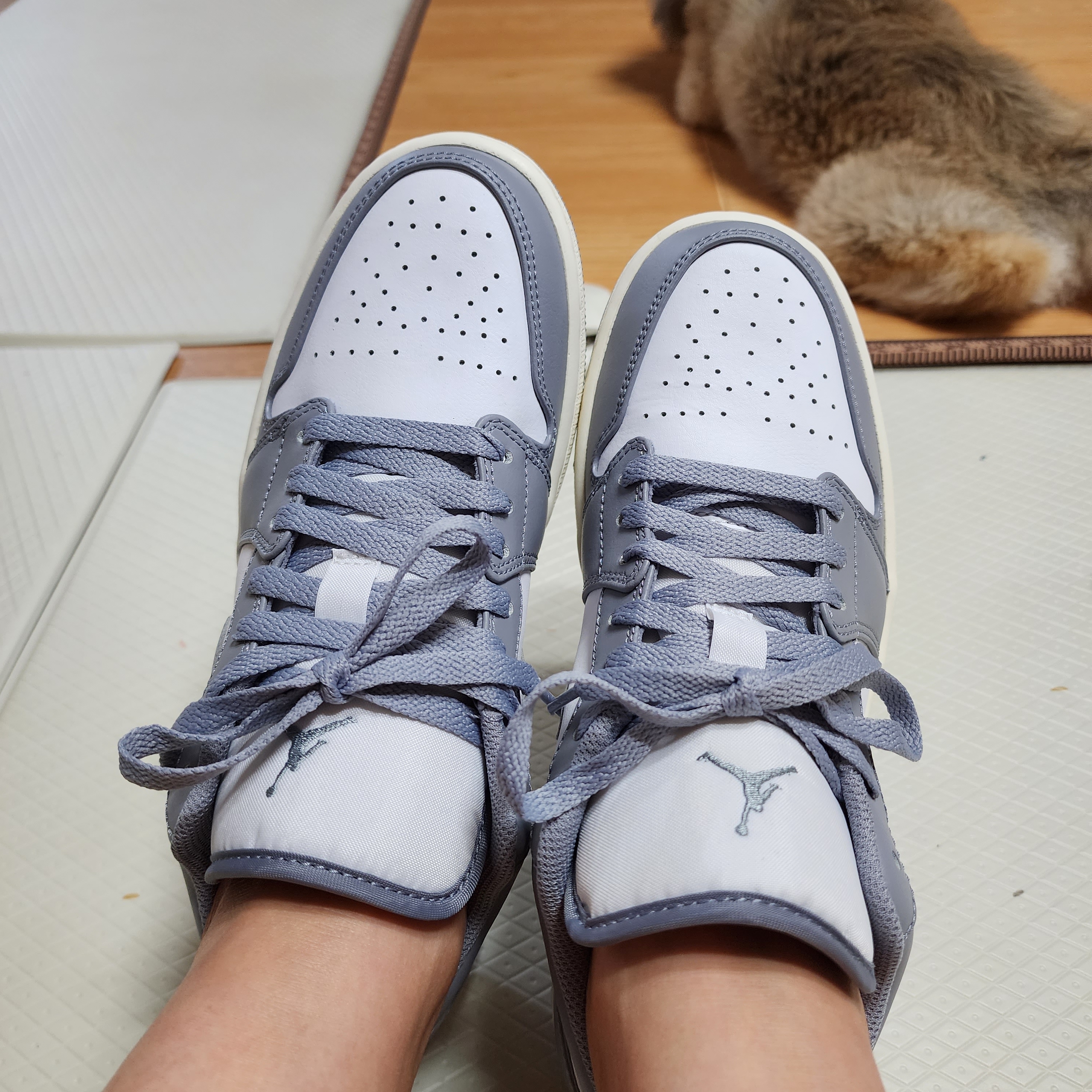 Jordan 1 Low Stealth and White 착용 스타일 - 2