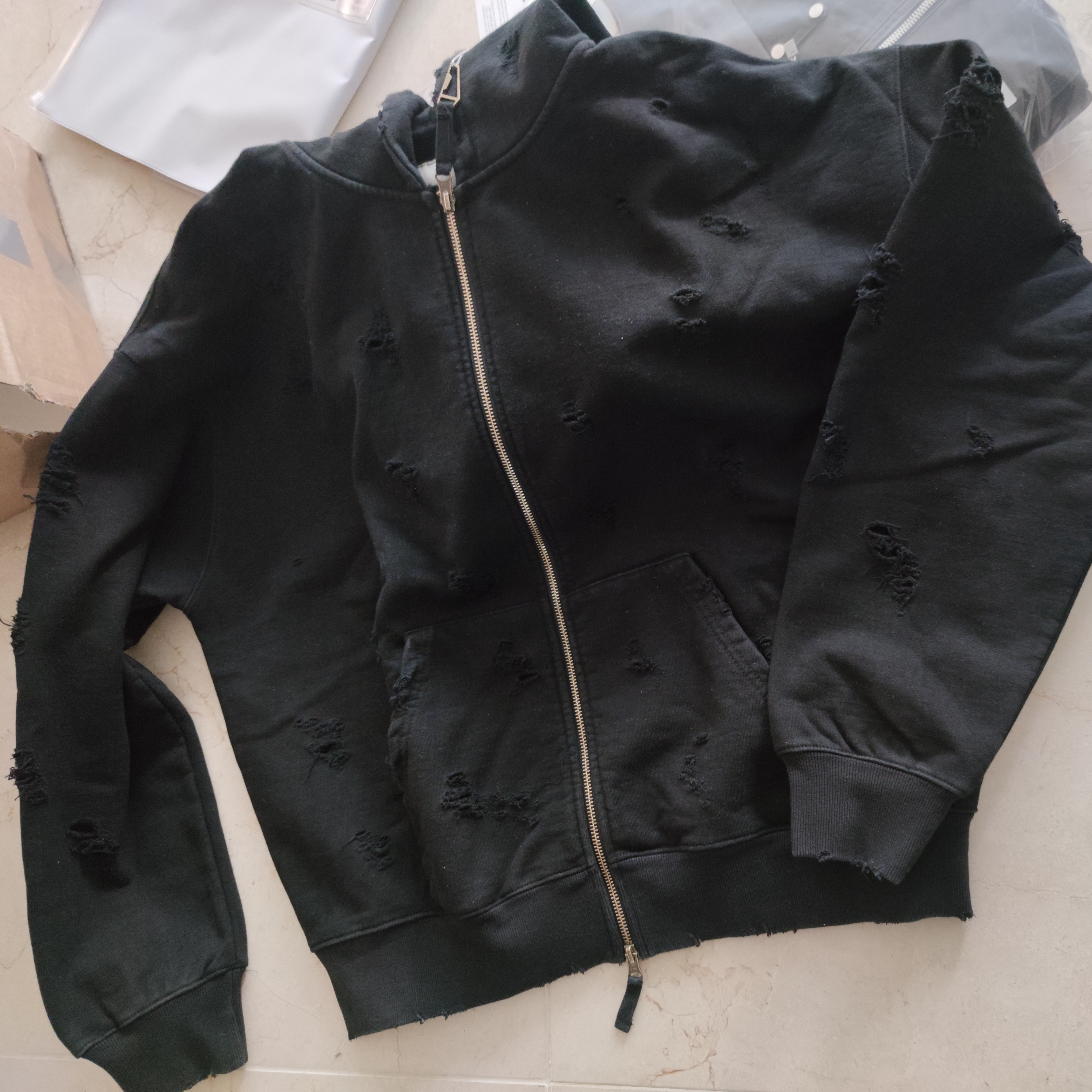 Undermycar Otter Oversized Damage-Washed Hood Zip-Up Sepia - 22FW 착용 스타일 - 2