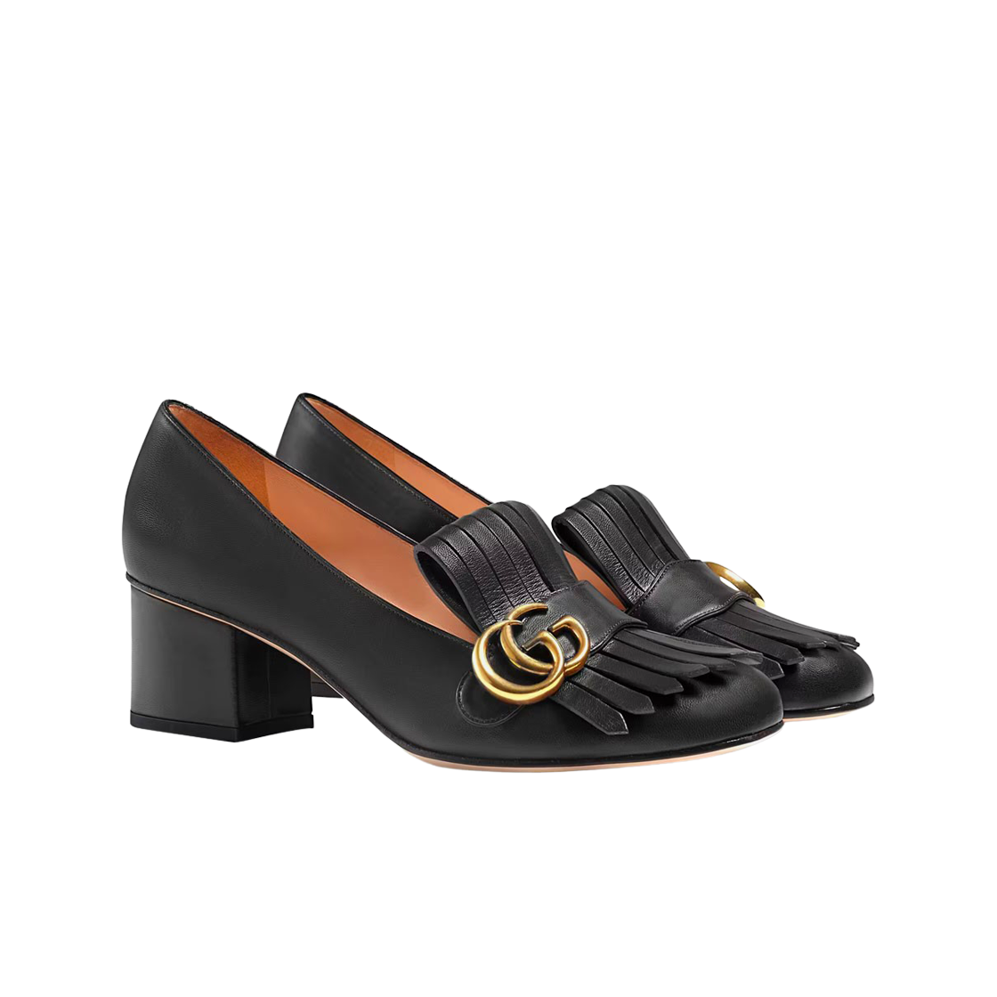 (W) 구찌 레더 미드힐 펌프스 블랙((W) Gucci Leather Mid-Heel Pumps Black) - 2