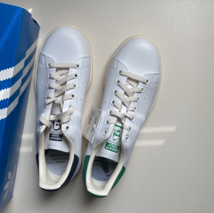 Adidas Stan Smith White Green Collegiate Navy 착용 스타일 - 5