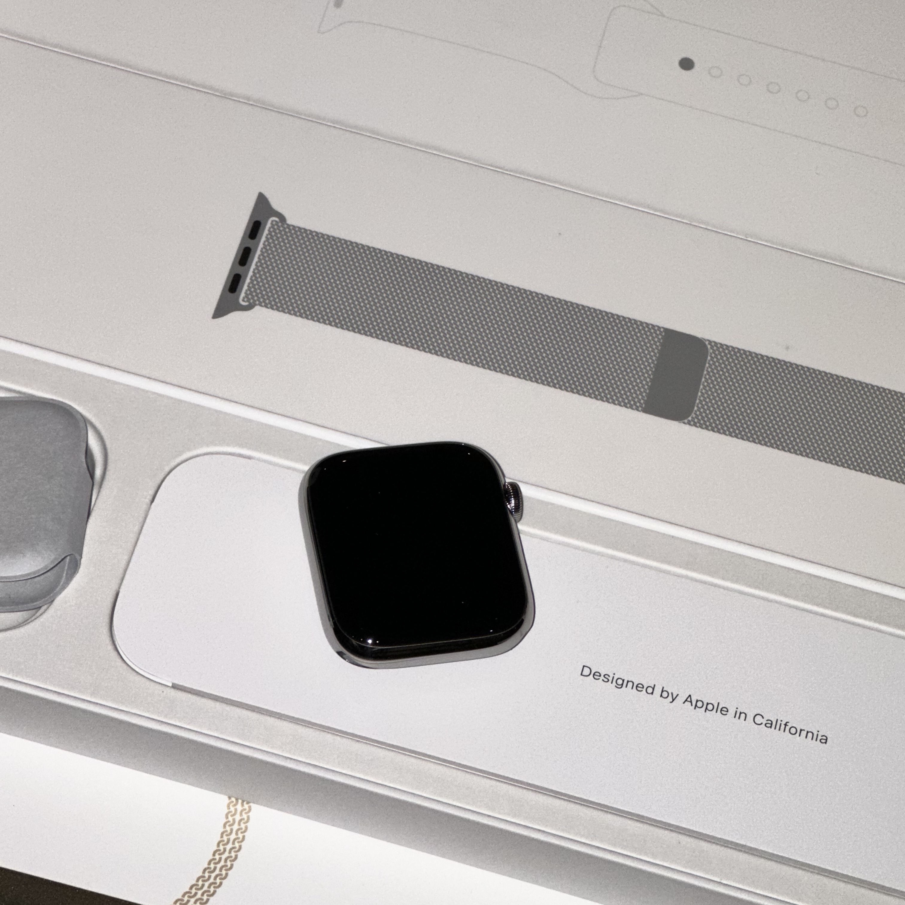 Apple Watch Series 8 45mm Cellular Silver Stainless Steel Case with Milanese Loop Silver (Korean Ver.) 착용 스타일