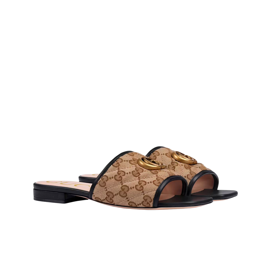 (W) 구찌 GG 마틀라세 캔버스 슬라이드 샌들 베이지 에보니((W) Gucci GG Matelasse Canvas Slide Sandal Beige Ebony) - 2