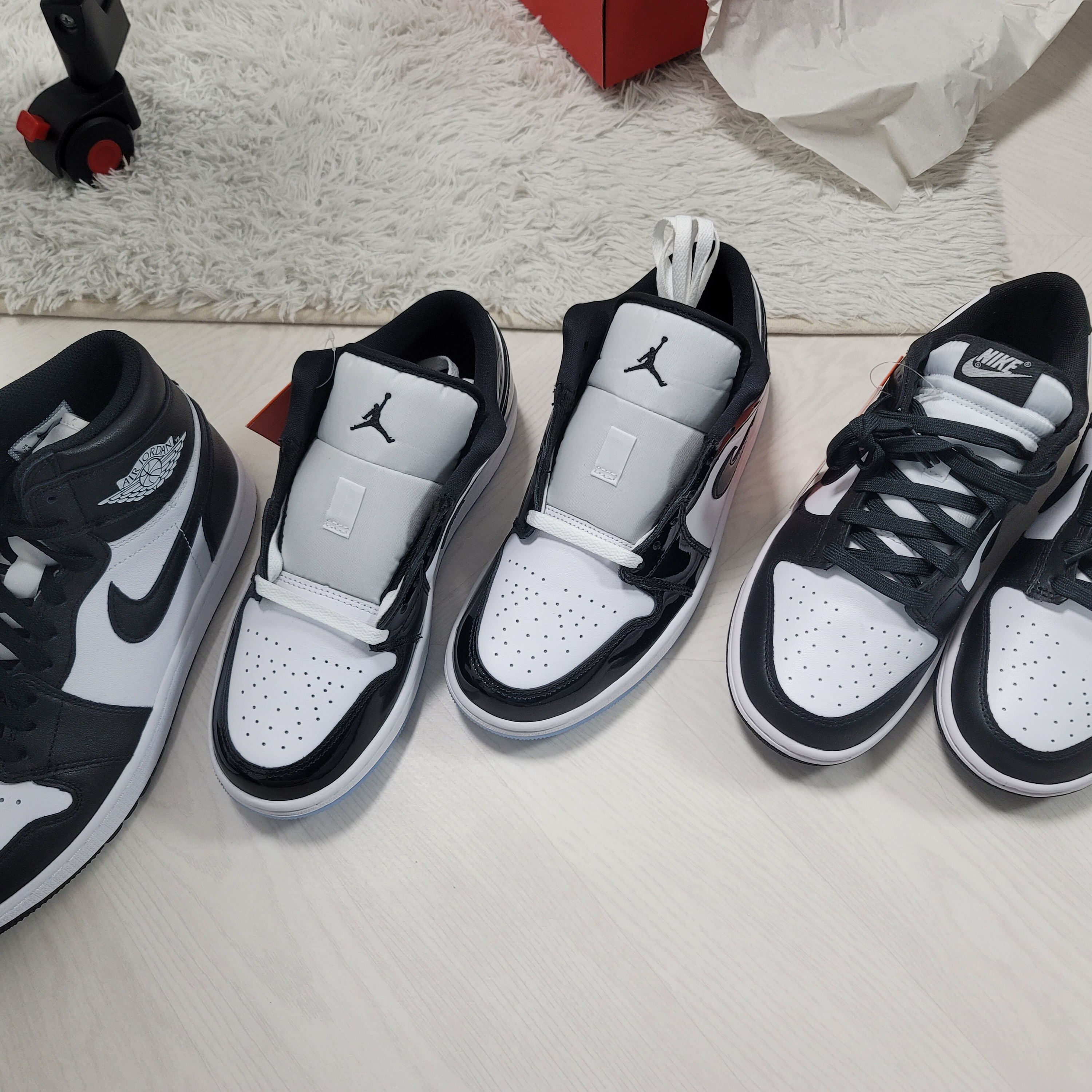 Jordan 1 Low SE Concord, Jordan 1 High Golf White Black 착용 스타일 - 3