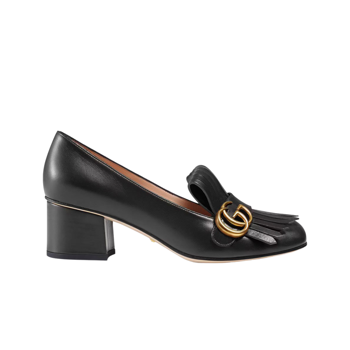 (W) 구찌 레더 미드힐 펌프스 블랙((W) Gucci Leather Mid-Heel Pumps Black) - 1