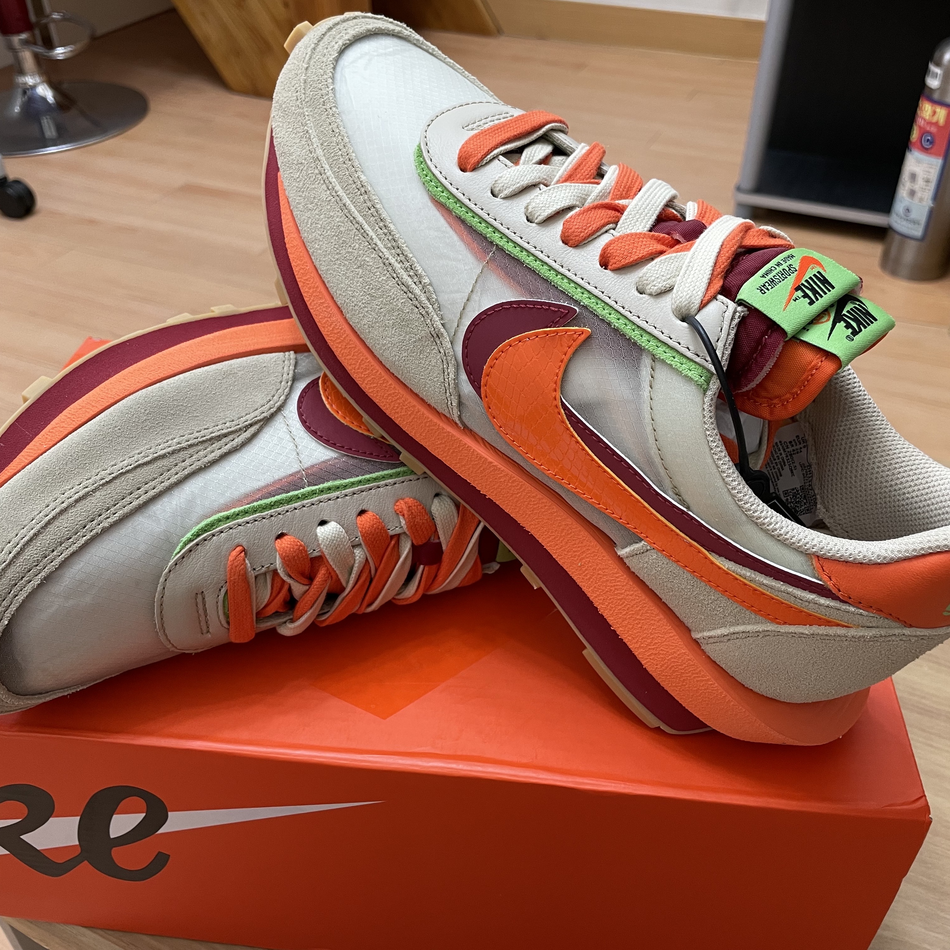 Nike x Sacai x Clot LDWaffle Orange Blaze 착용 스타일