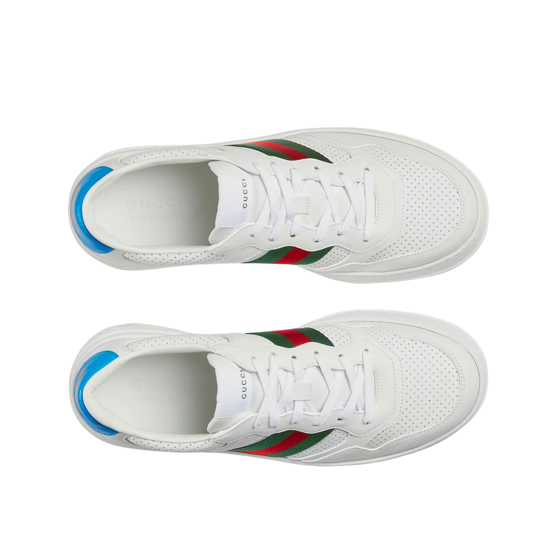 구찌 레더 웹 스니커즈 화이트 블루(Gucci Sneakers in Leather with Web White Blue) - 2