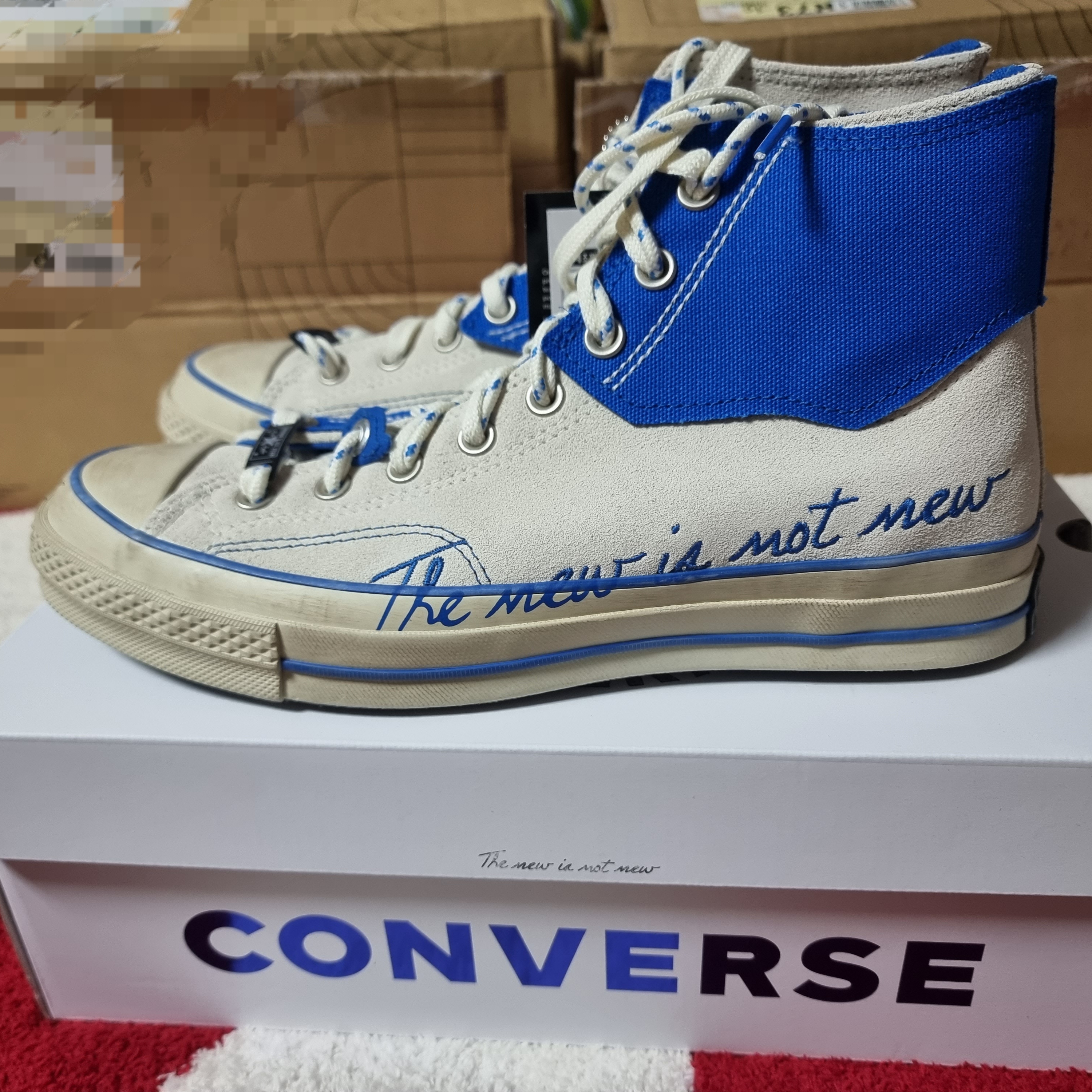 Converse x Ader Error Chuck 70 High White, Converse x Ader Error Shapes Pullover Hoodie Vintage Grey Heather 착용 스타일 - 4