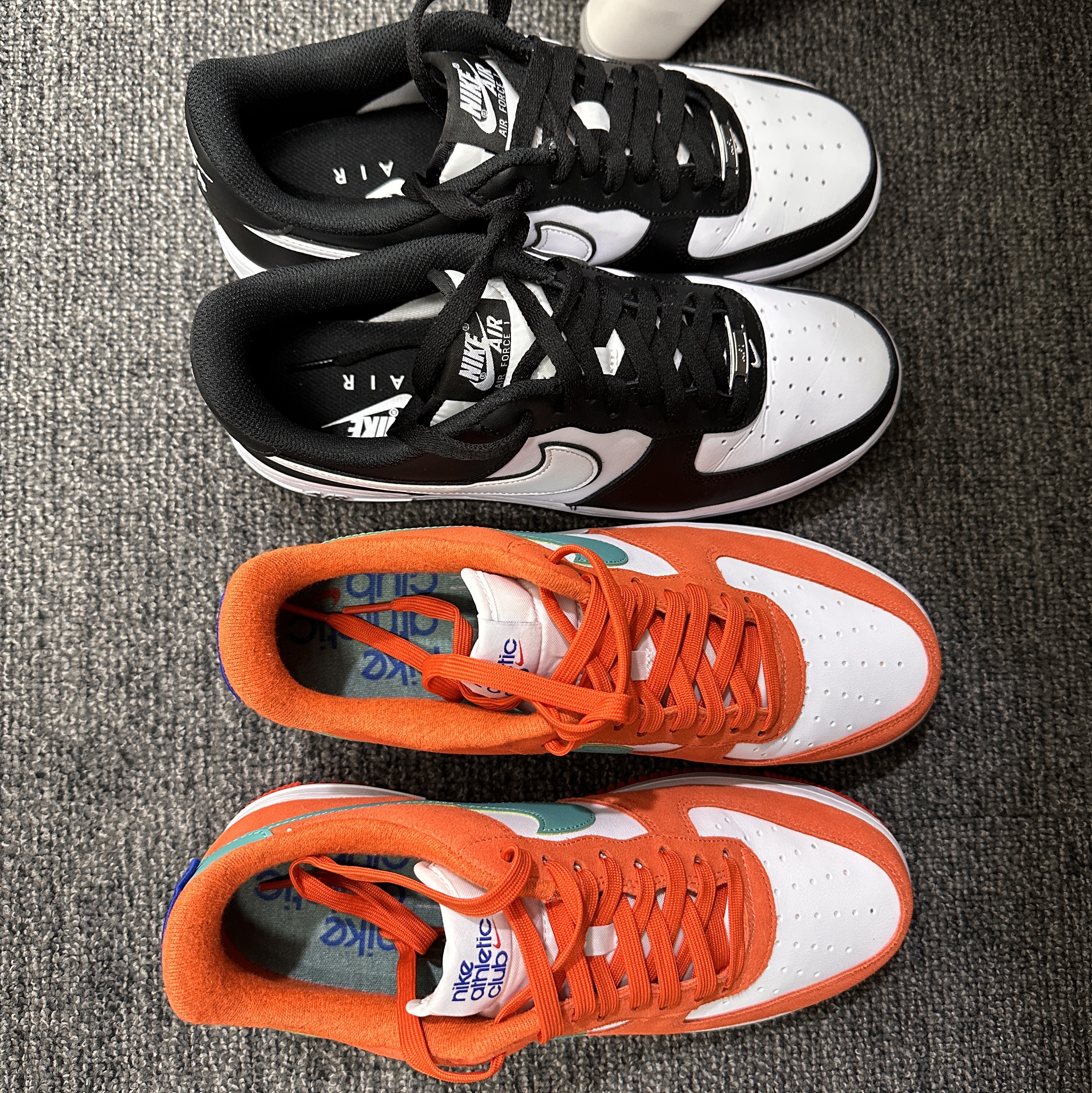 Nike Air Force 1 '07 LV8 Athletic Club Rush Orange Washed Teal, Nike Air Force 1 '07 Black White 착용 스타일 - 1
