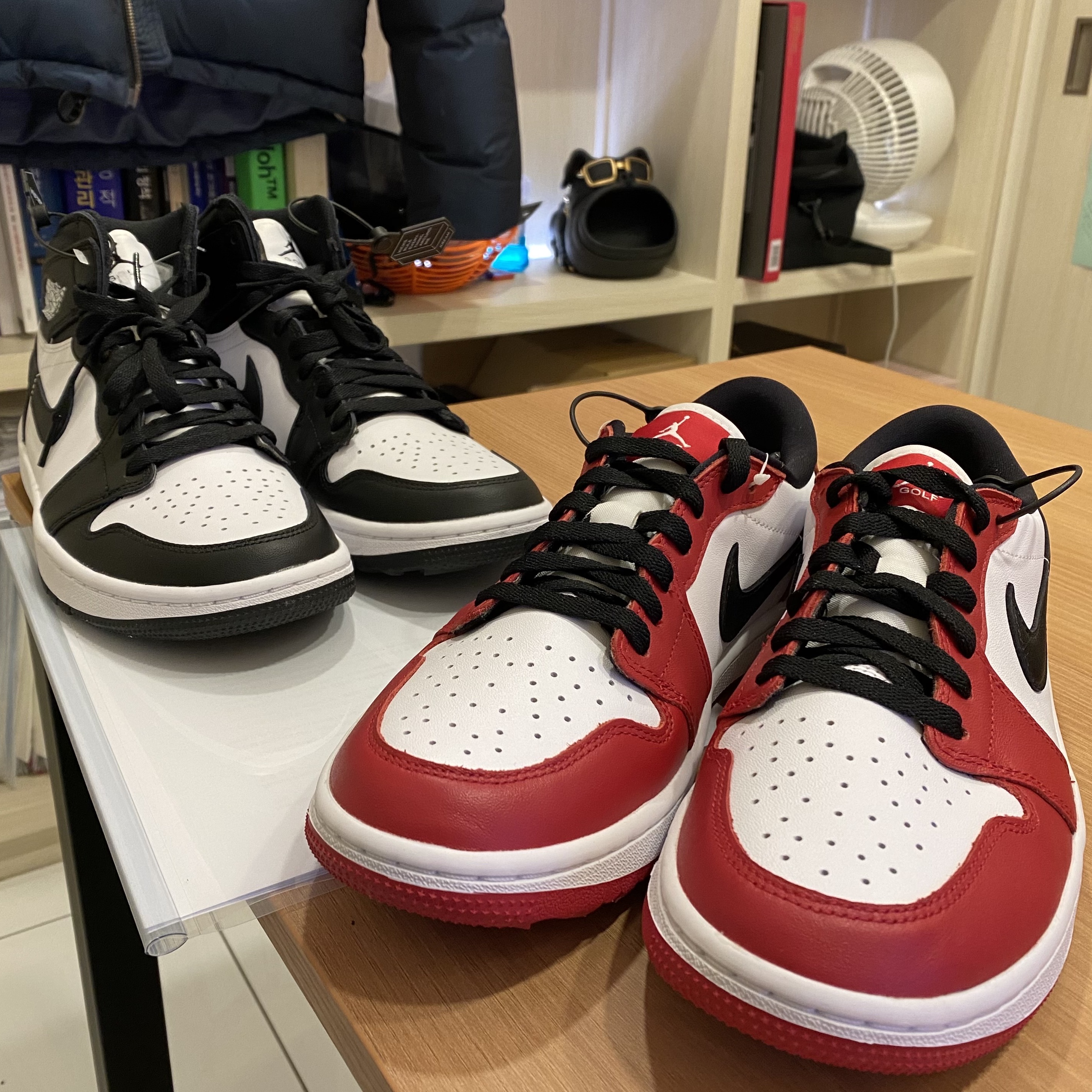 Jordan 1 Low Golf Chicago, Jordan 1 High Golf White Black 착용 스타일