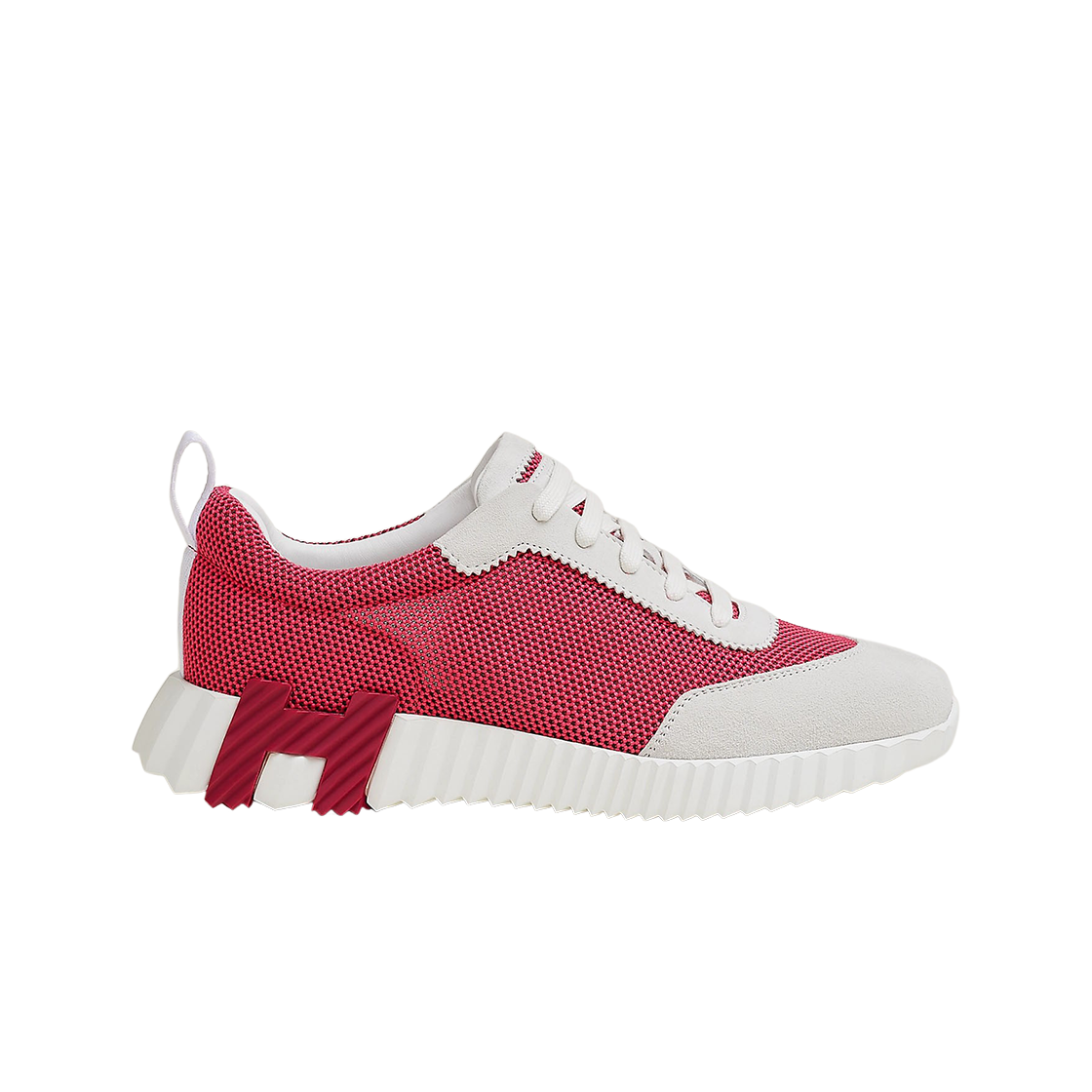 (W) 에르메스 바운싱 스니커즈 메쉬 스웨이드 고트스킨 & 로즈 비니쿤카 블랑((W) Hermes Bouncing Sneakers Mesh Suede Goatskin & Rose Vinicunca Blanc) - 1