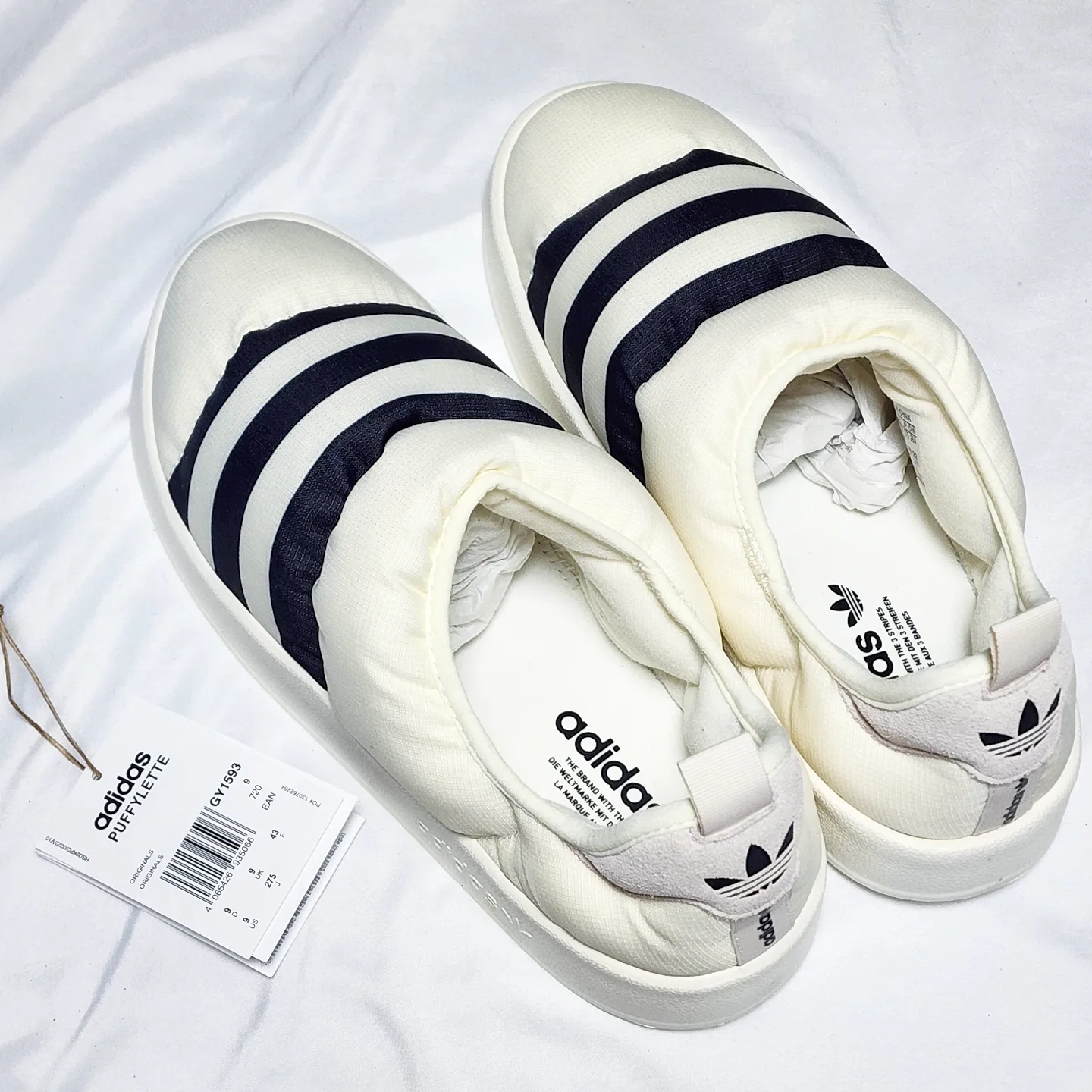 Adidas Puffylette Off White 착용 스타일 - 3