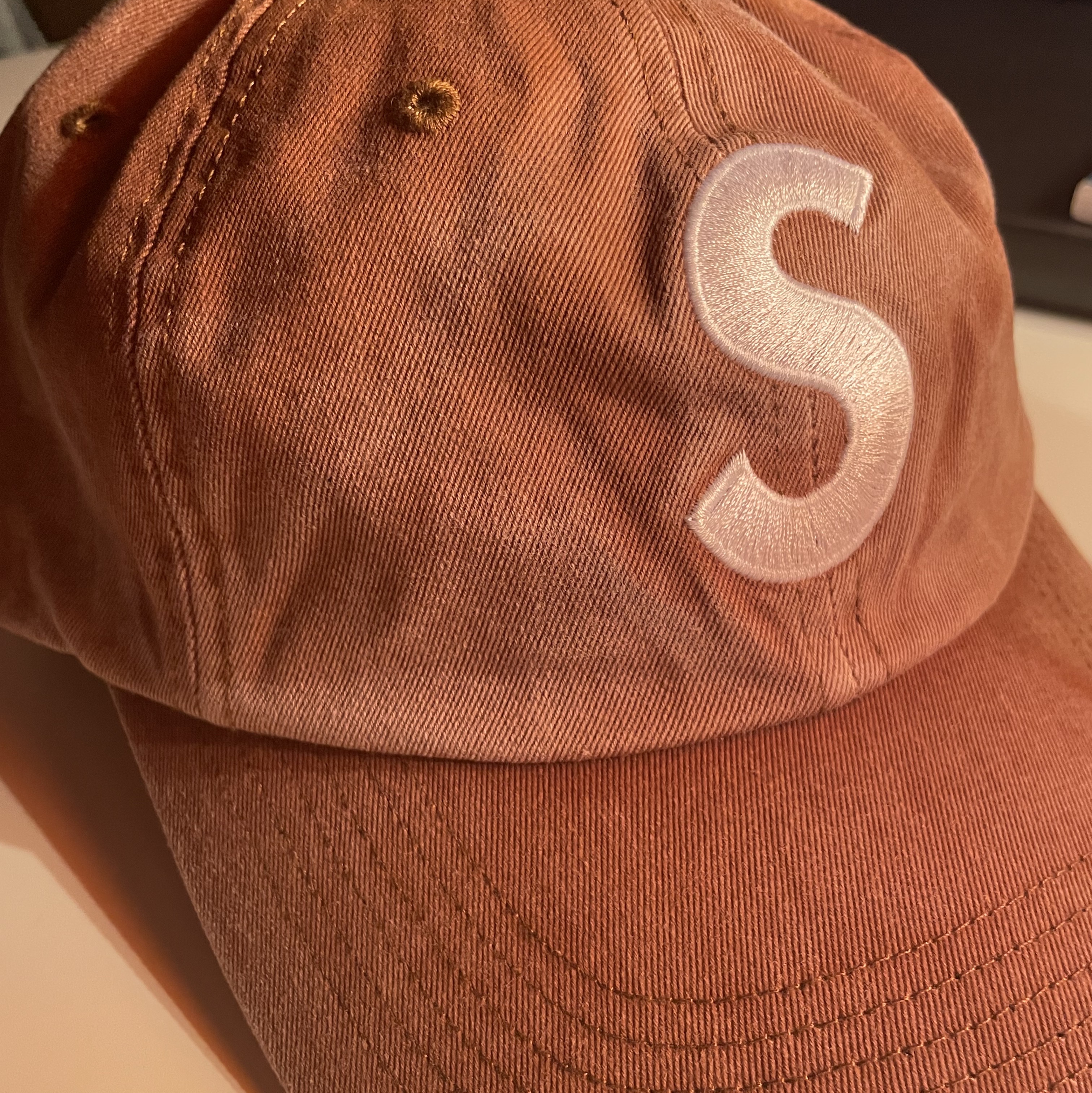 Supreme Pigment Print S Logo 6-Panel Tan - 22FW 착용 스타일